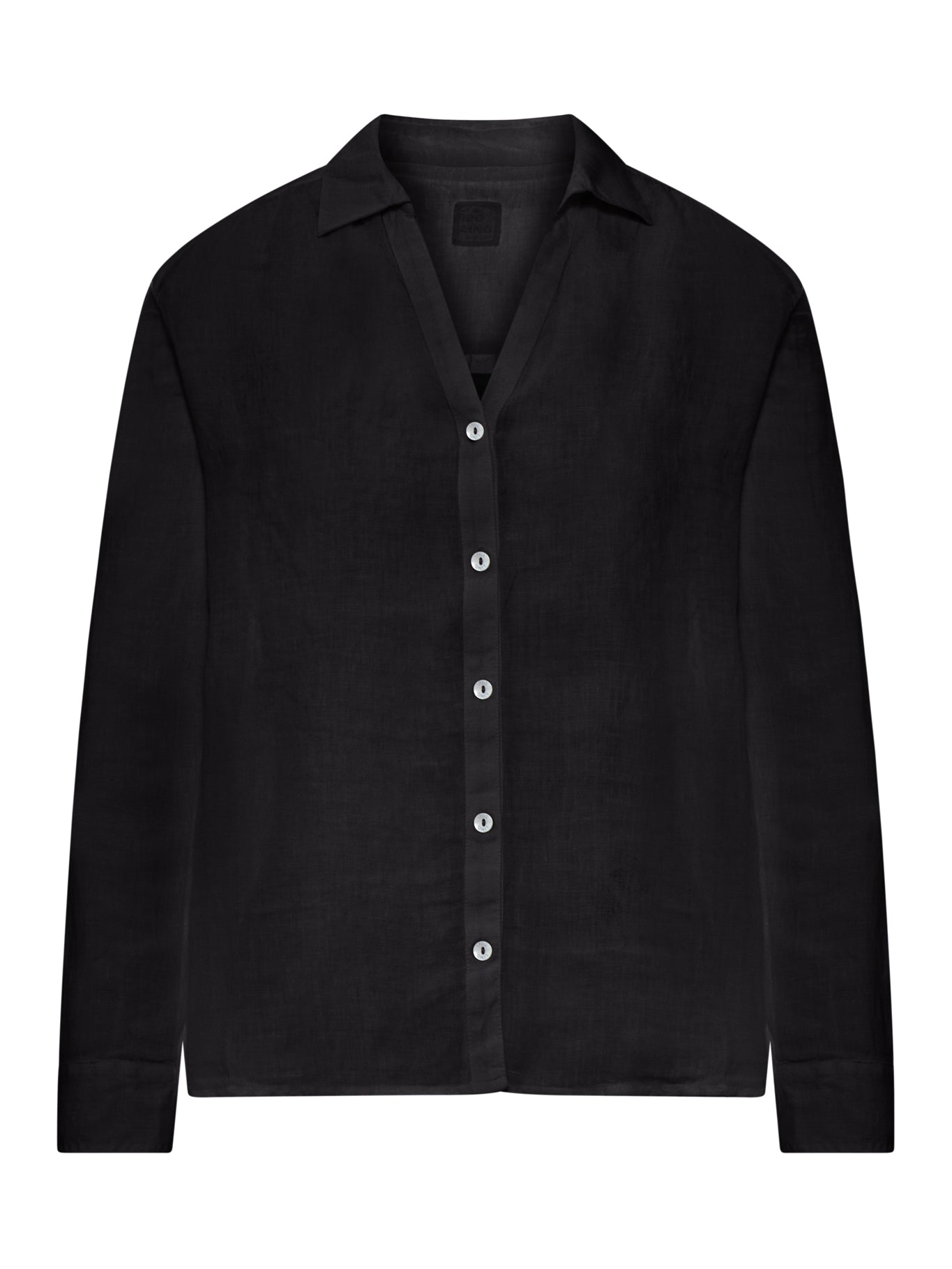 120% Lino LINEN SHIRT WITH COLLAR AND V-NECK