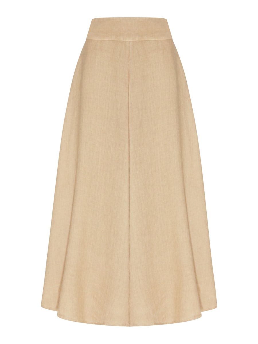 120% Lino LONG LINEN FLOWER SKIRT WITH WAISTBAND