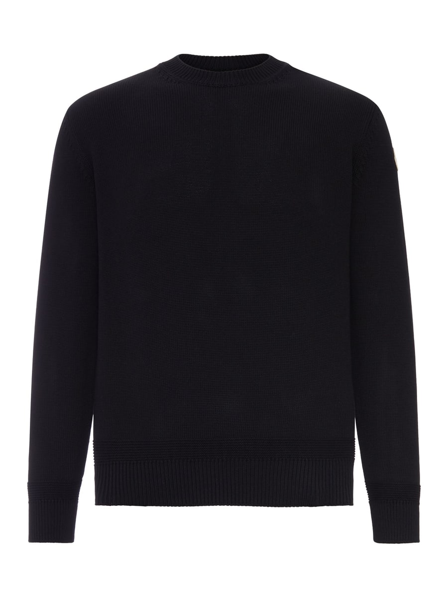 Moncler COTTON SWEATER WITH LOGO PATCH