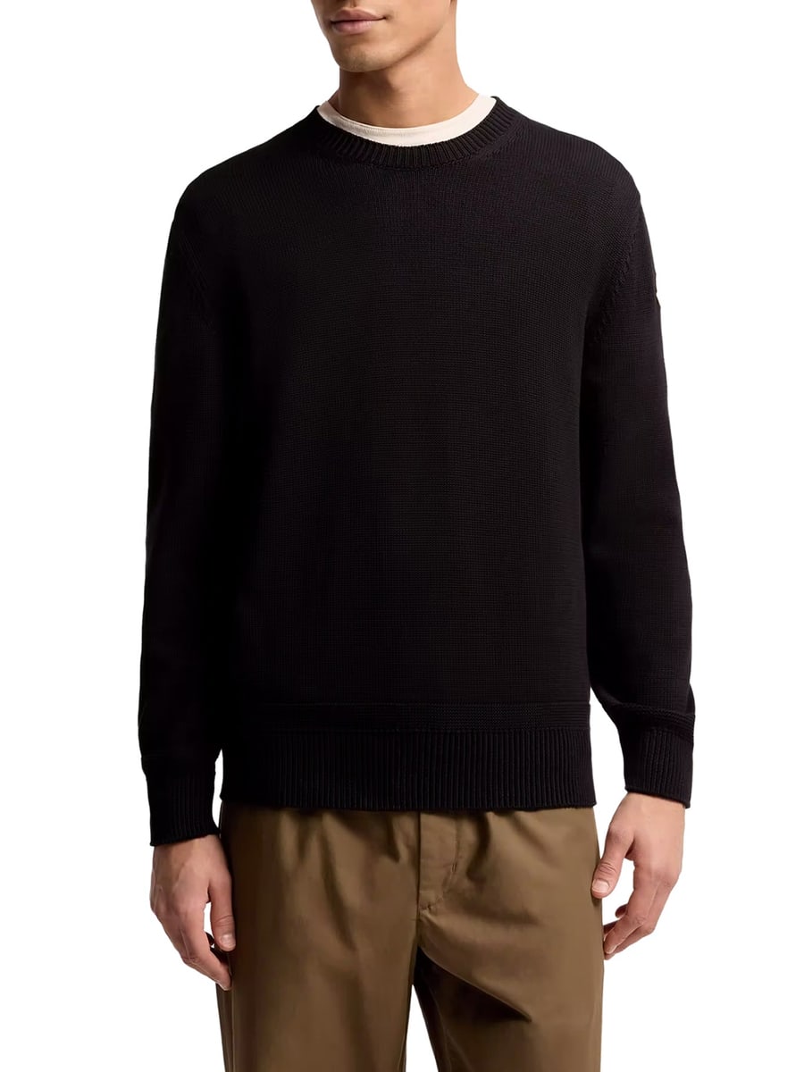 Moncler COTTON SWEATER WITH LOGO PATCH, view 3