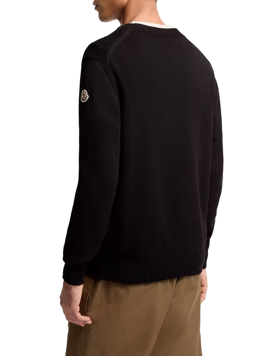 Moncler COTTON SWEATER WITH LOGO PATCH, view 4