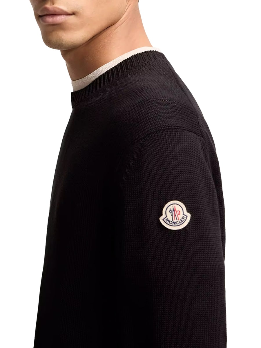 Moncler COTTON SWEATER WITH LOGO PATCH, view 5