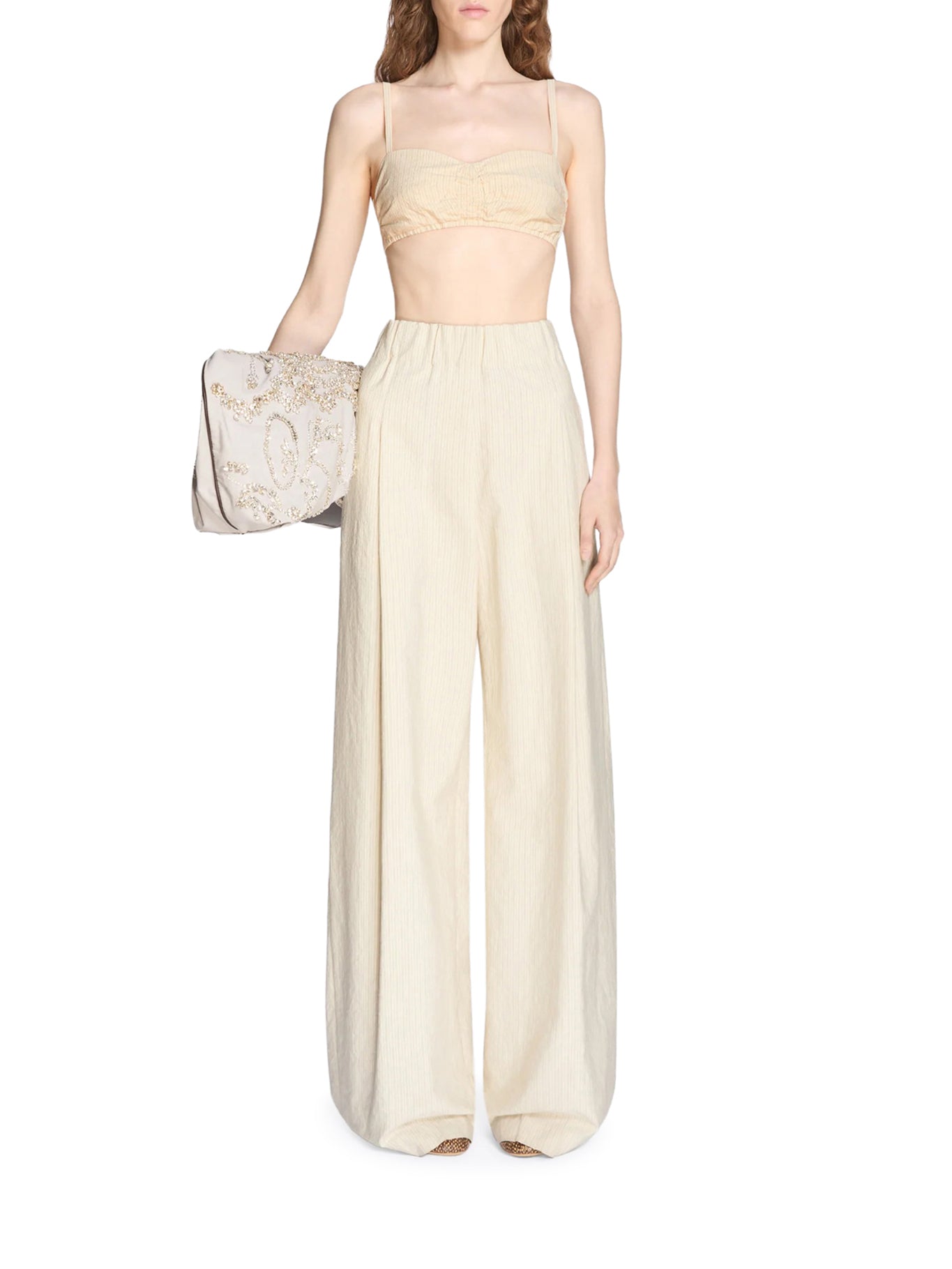 Dries Van Noten WIDE-LEG COTTON TROUSERS WITH STRIPED PATTERN, view 2