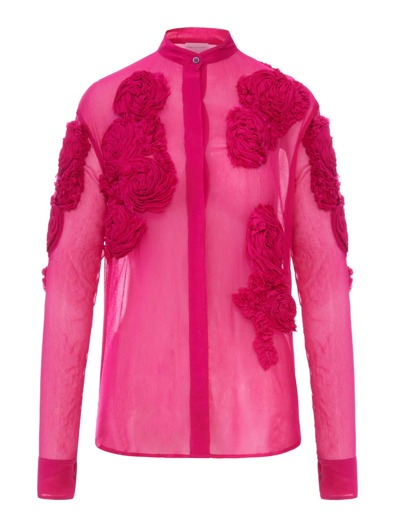 Dries Van Noten ORGANZA SHIRT WITH FLORAL APPLICATIONS