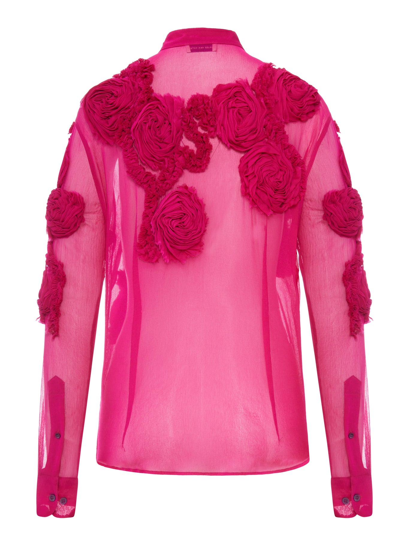 Dries Van Noten ORGANZA SHIRT WITH FLORAL APPLICATIONS, view 2