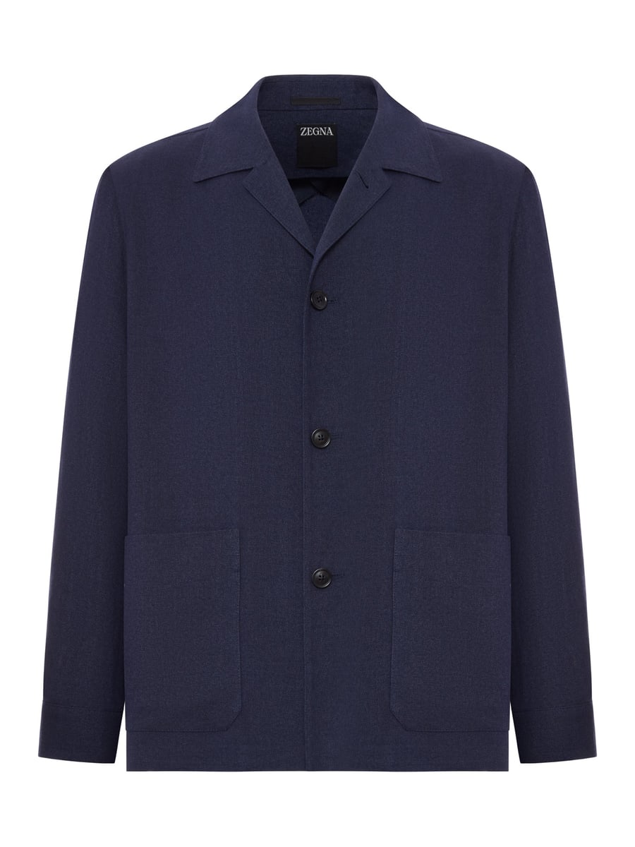 Zegna WOOL AND LINEN MIX JACKET WITH PATCHED POCKETS
