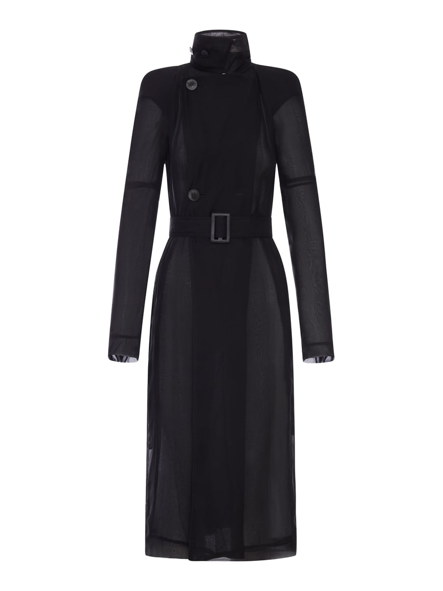 Rick Owens MARIA TRENCH COAT IN TRANSPARENT ORGANZA WITH BELT
