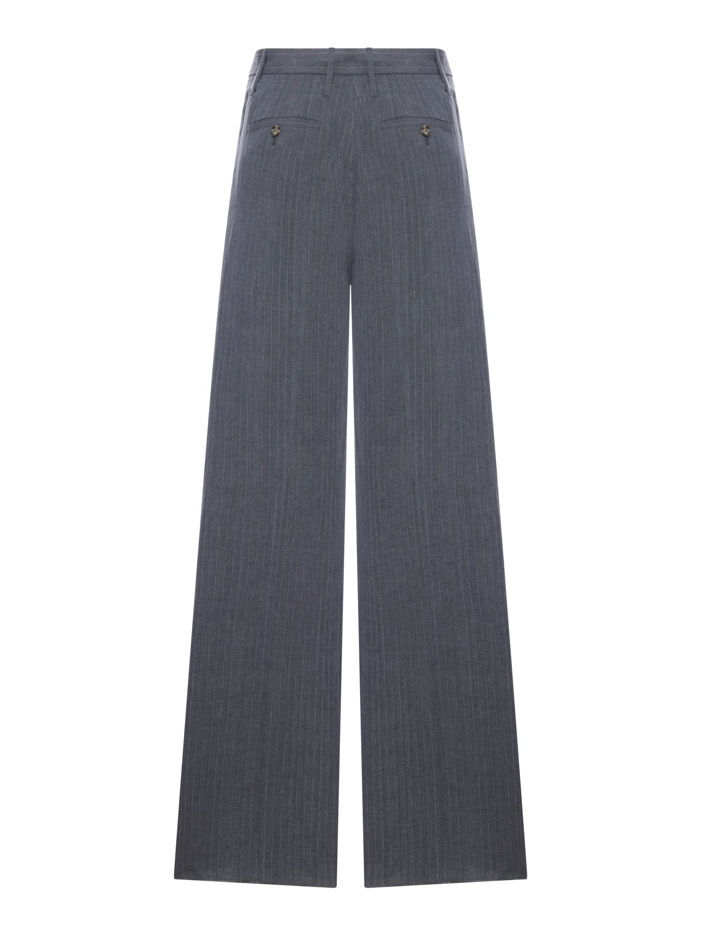 Lardini TAILORED PINSTRIPE LINEN PALAZZO TROUSERS WITH BELT, view 2