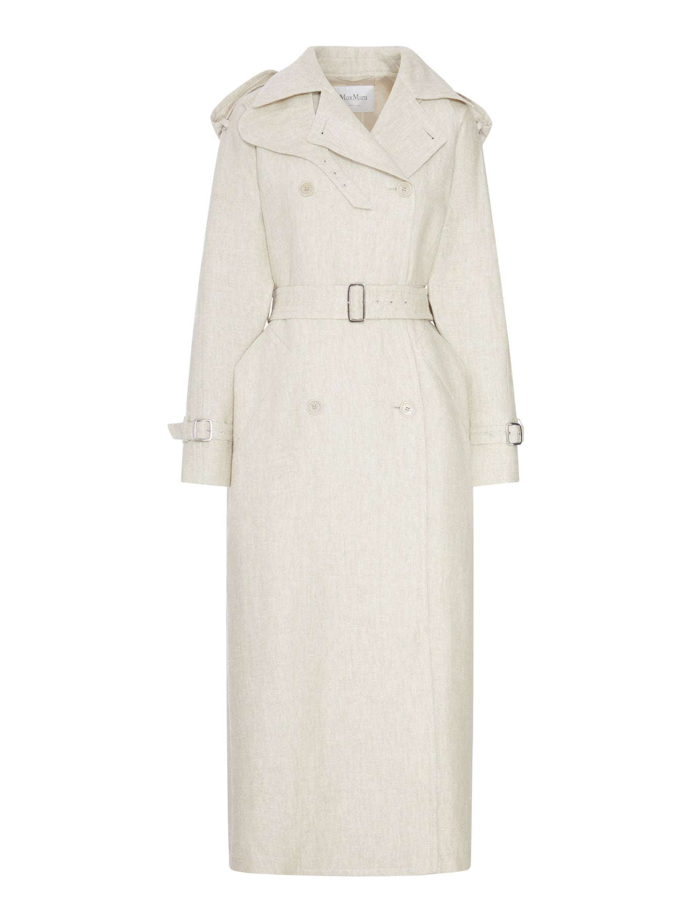 Max Mara DOUBLE-BREASTED DUSTER COAT IN PURE LINEN DRILL