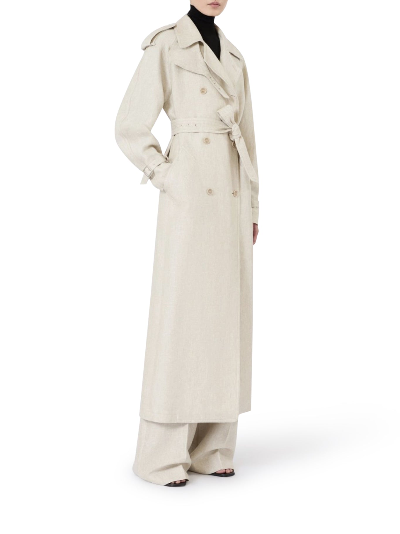 Max Mara DOUBLE-BREASTED DUSTER COAT IN PURE LINEN DRILL, view 2
