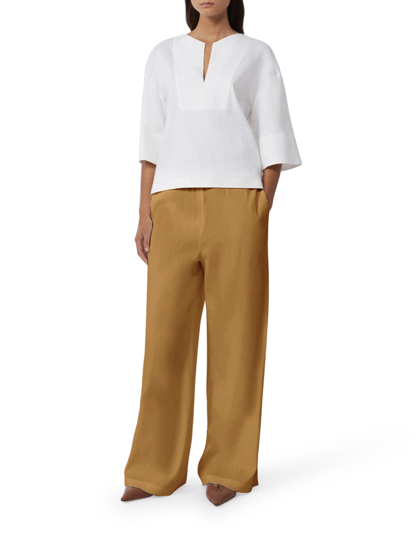 Max Mara Pure DESTINY TROUSERS IN LINEN BLEND CANVAS, view 2