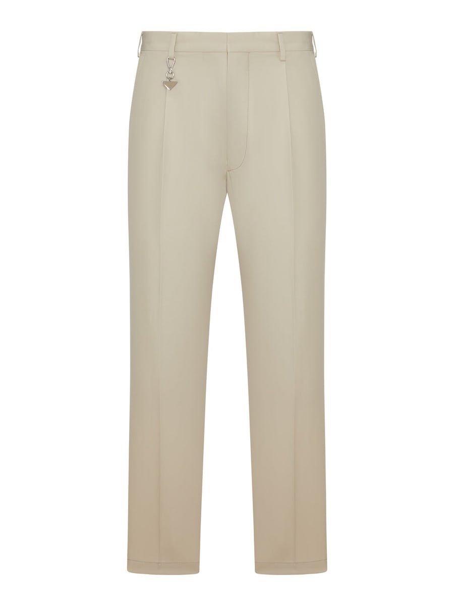 Prada COTTON TROUSERS WITH ENAMELED METAL TRIANGLE LOGO