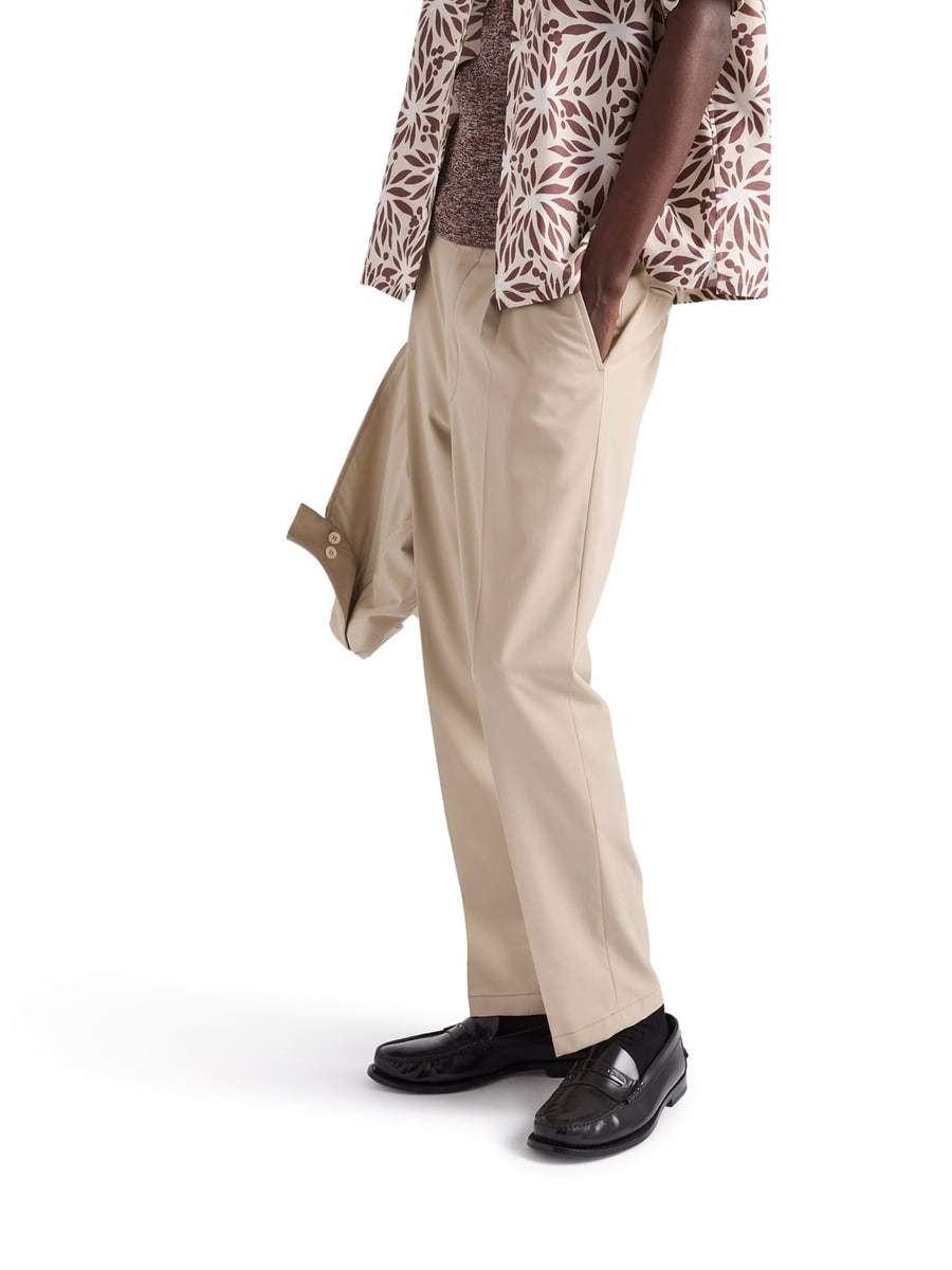 Prada COTTON TROUSERS WITH ENAMELED METAL TRIANGLE LOGO, view 4