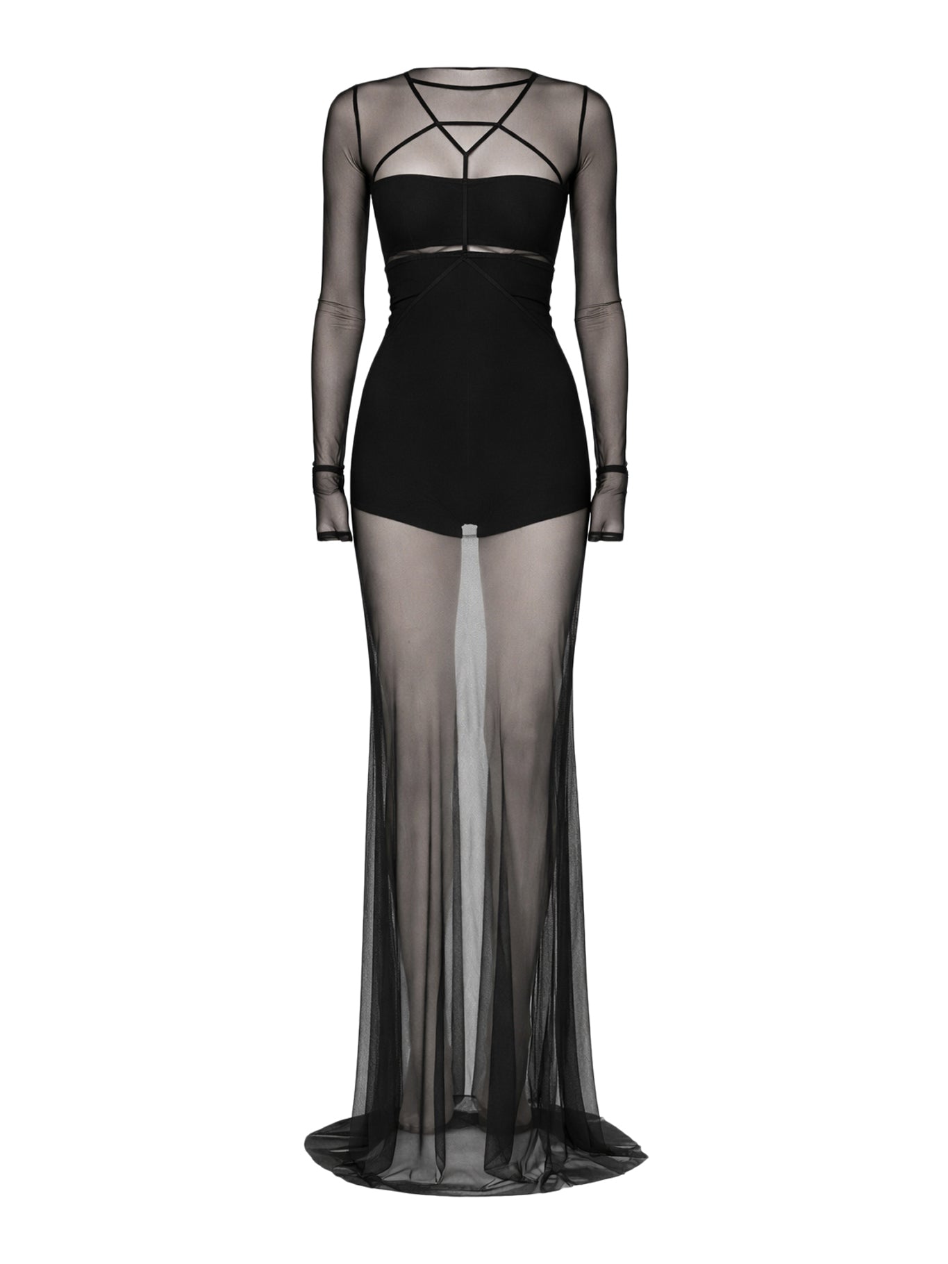 Rick Owens LONG TRANSPARENT TULLE DRESS