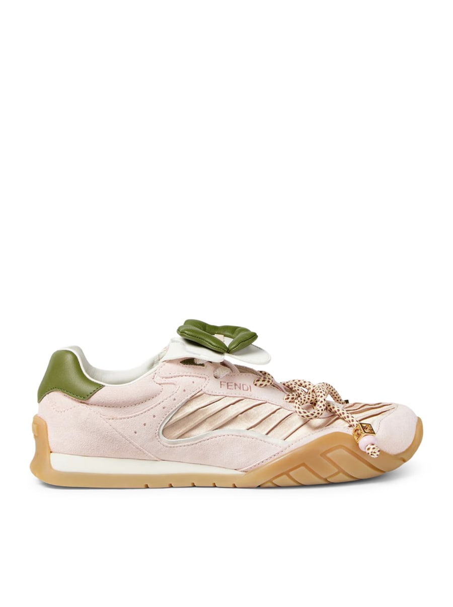 Fendi FENDI WAVE PULSE LOW TOP IN PINK FABRIC AND SUEDE