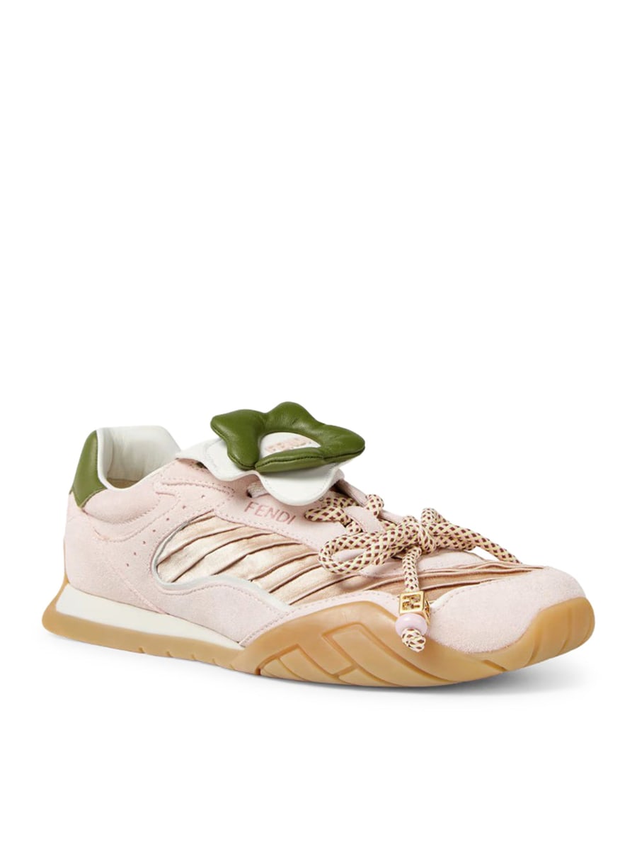 Fendi FENDI WAVE PULSE LOW TOP IN PINK FABRIC AND SUEDE, view 2