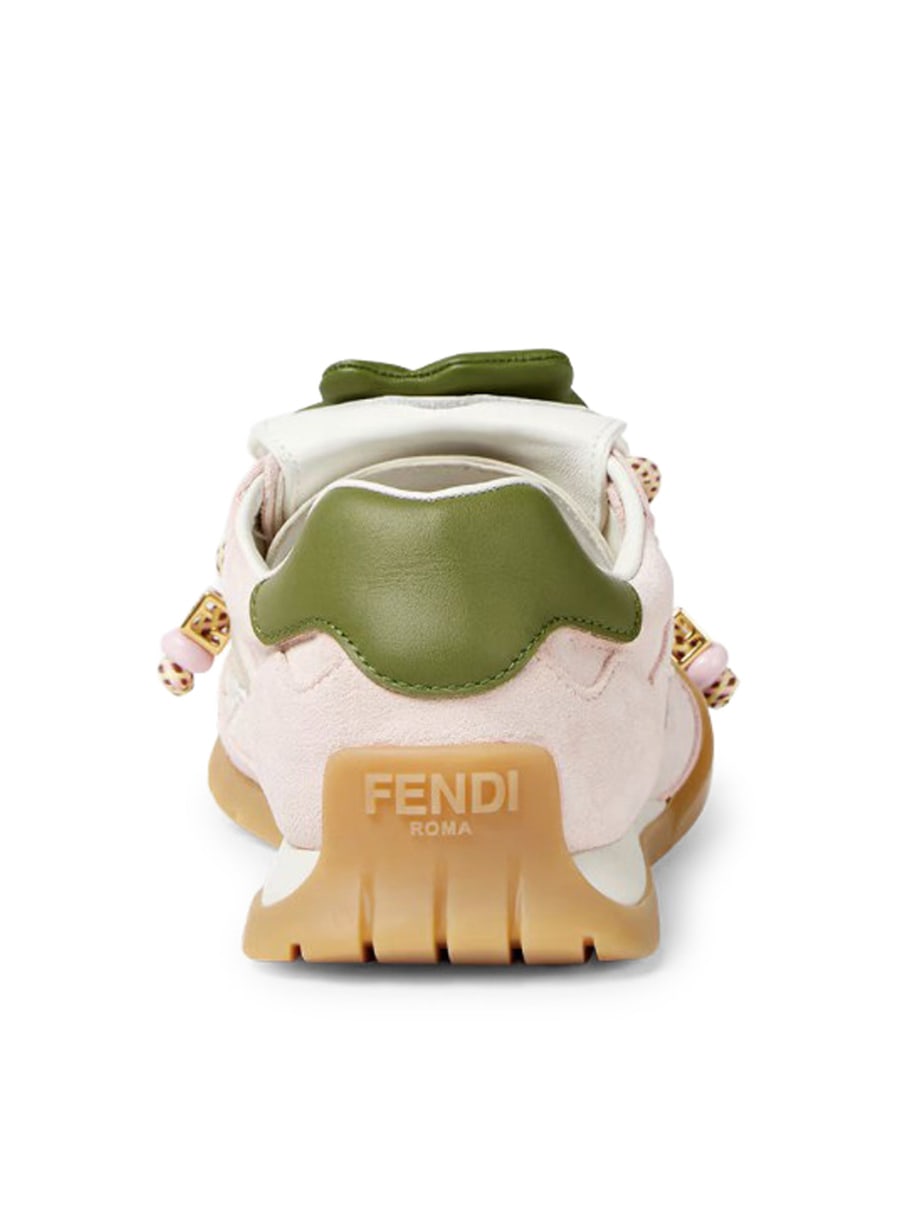 Fendi FENDI WAVE PULSE LOW TOP IN PINK FABRIC AND SUEDE, view 3
