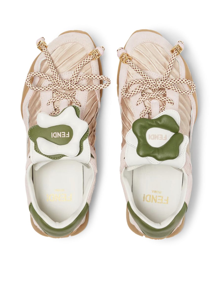 Fendi FENDI WAVE PULSE LOW TOP IN PINK FABRIC AND SUEDE, view 4