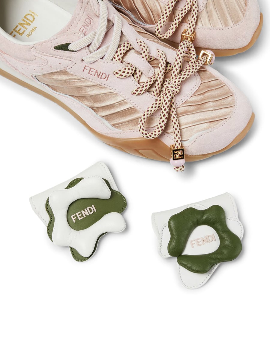 Fendi FENDI WAVE PULSE LOW TOP IN PINK FABRIC AND SUEDE, view 5