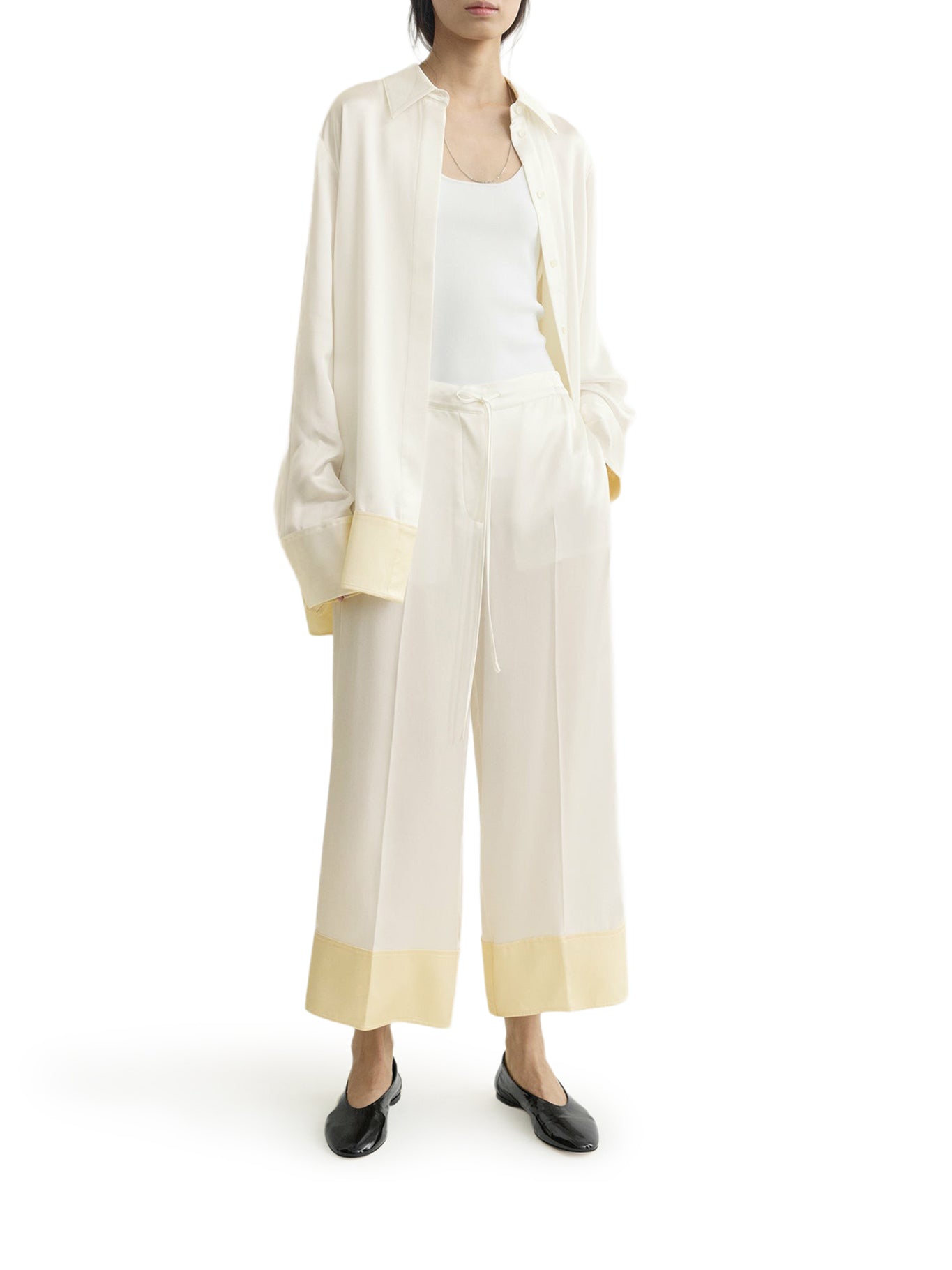 Toteme WIDE-LEG SATIN TROUSERS WITH DRAWSTRING, view 2