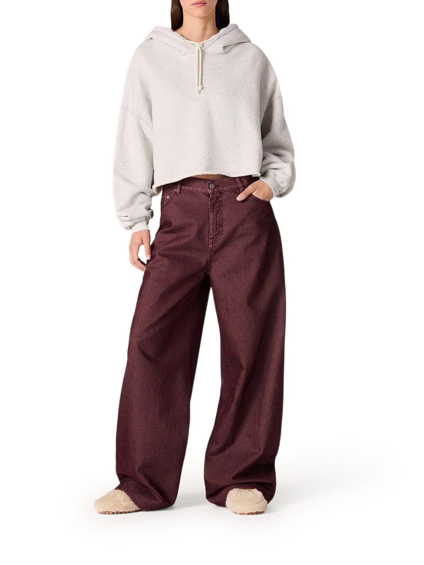 Golden Goose CROPPED HOODIE WITH MICRO APPLICATIONS, view 2