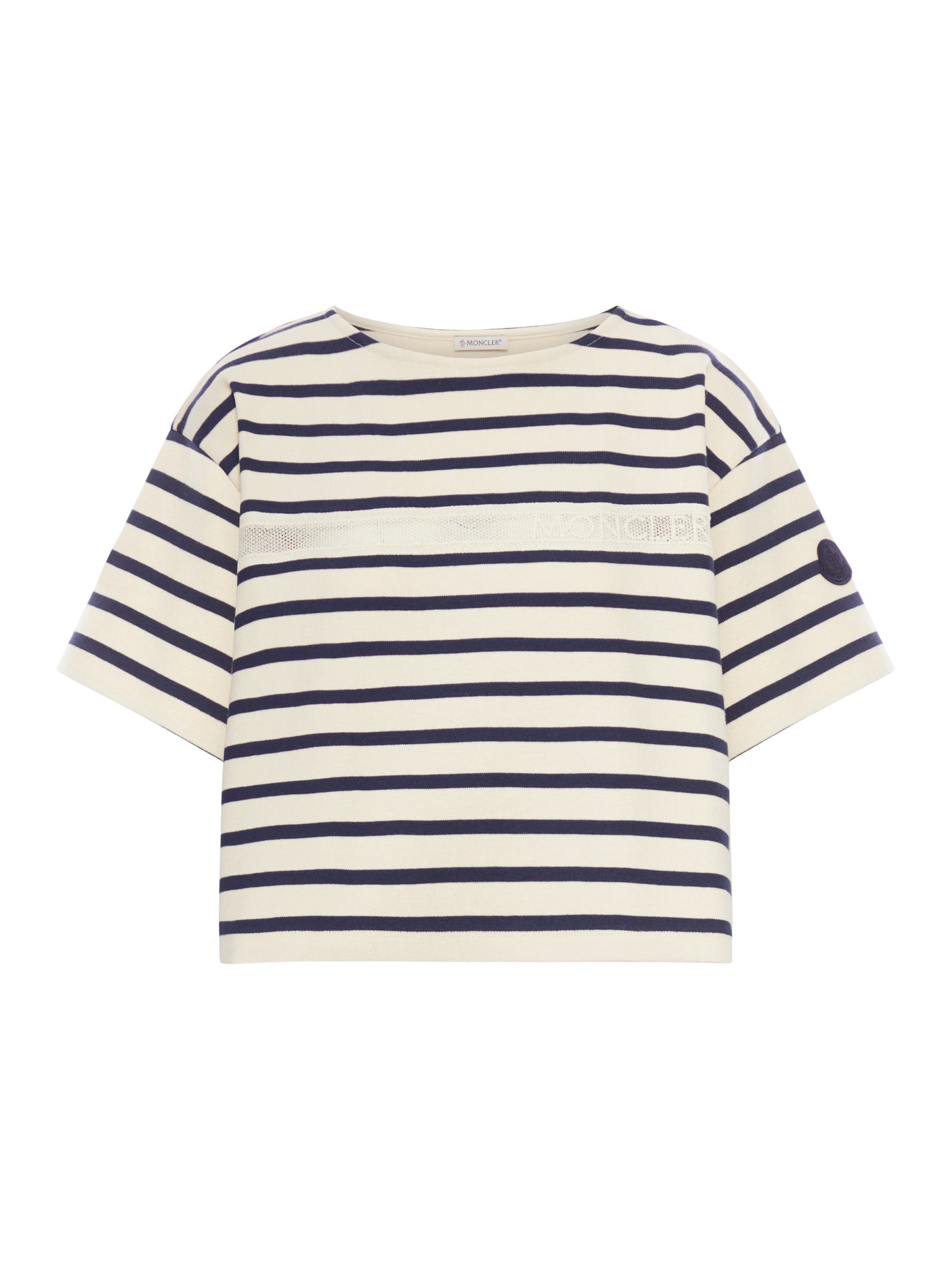 Moncler STRIPED CROP T-SHIRT WITH LOGO