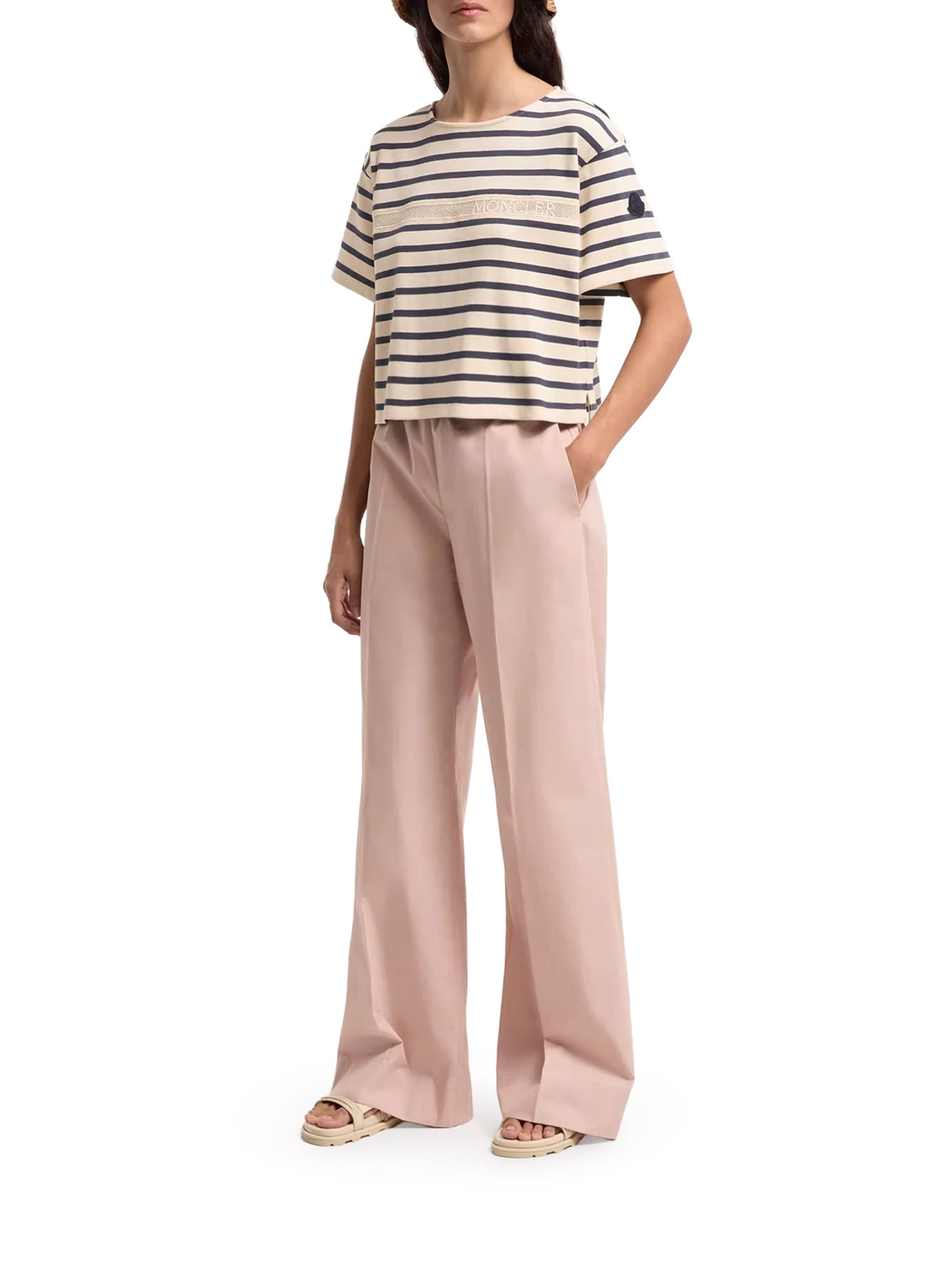 Moncler STRIPED CROP T-SHIRT WITH LOGO, view 2