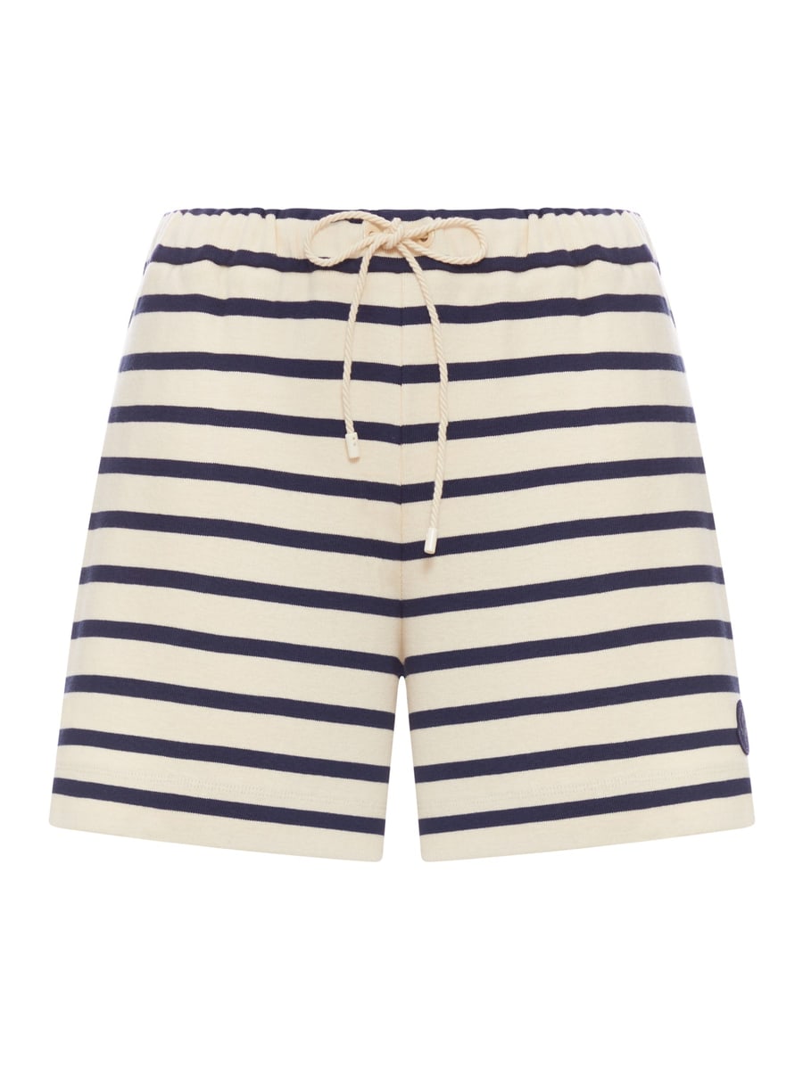Moncler STRIPED SHORTS WITH DRAWSTRING AND LOGO