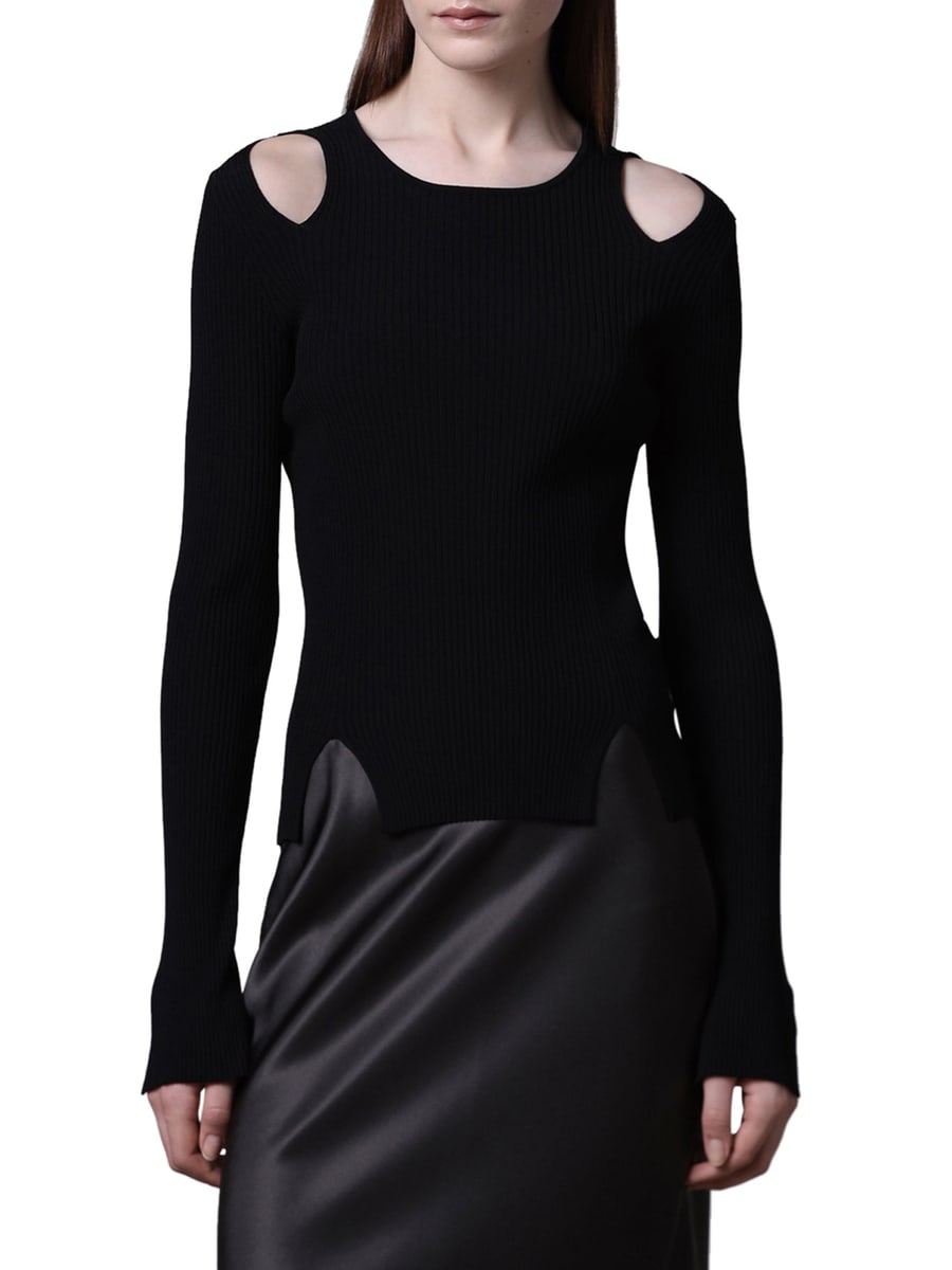 Roberto Collina RIBBED SWEATER WITH CUT-OUT INSERTS, view 3