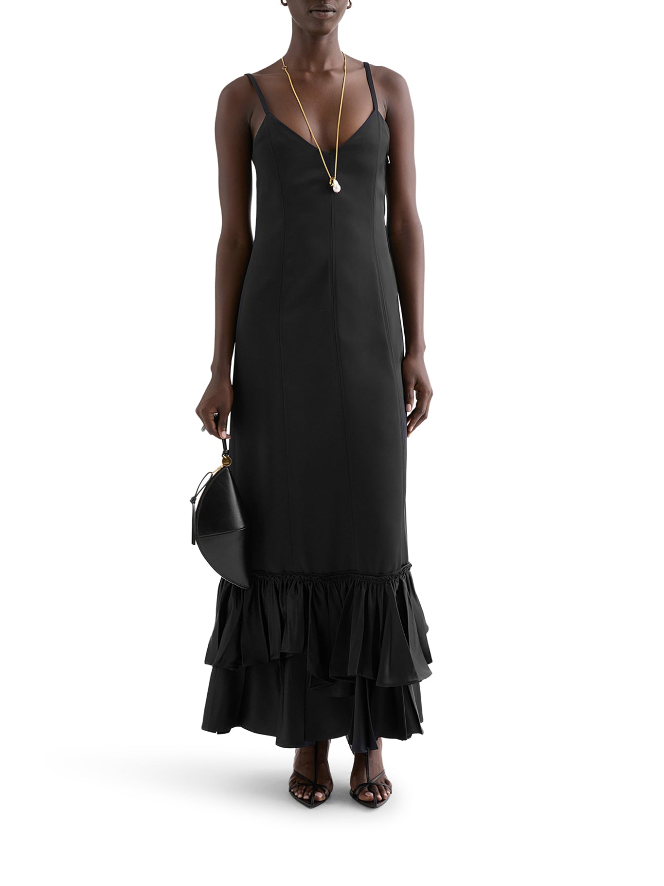Jil Sander RUFFLED SILK BLEND DRESS, view 2