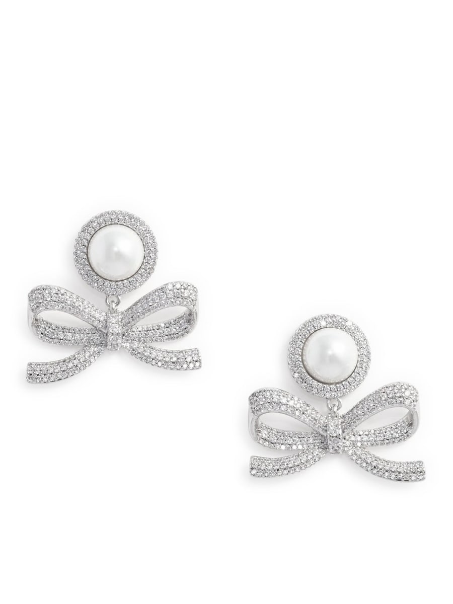 self-portrait PEARL BOW DANGLE EARRINGS