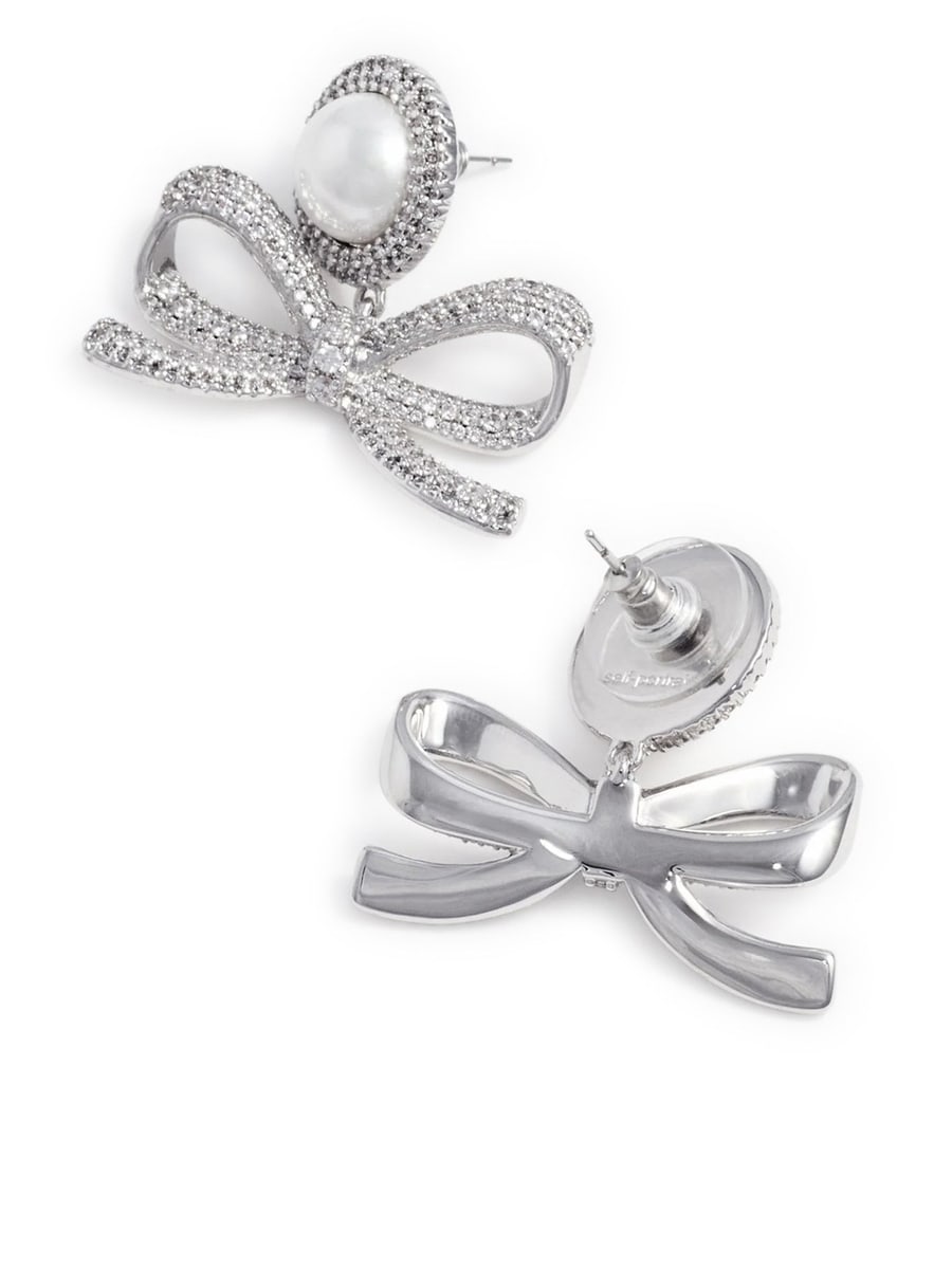 self-portrait PEARL BOW DANGLE EARRINGS, view 2