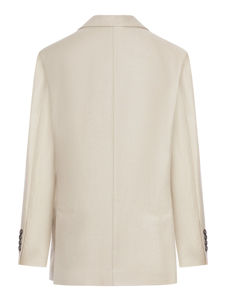 Brunello Cucinelli SINGLE-BREASTED TAILORED LINEN JACKET, view 2