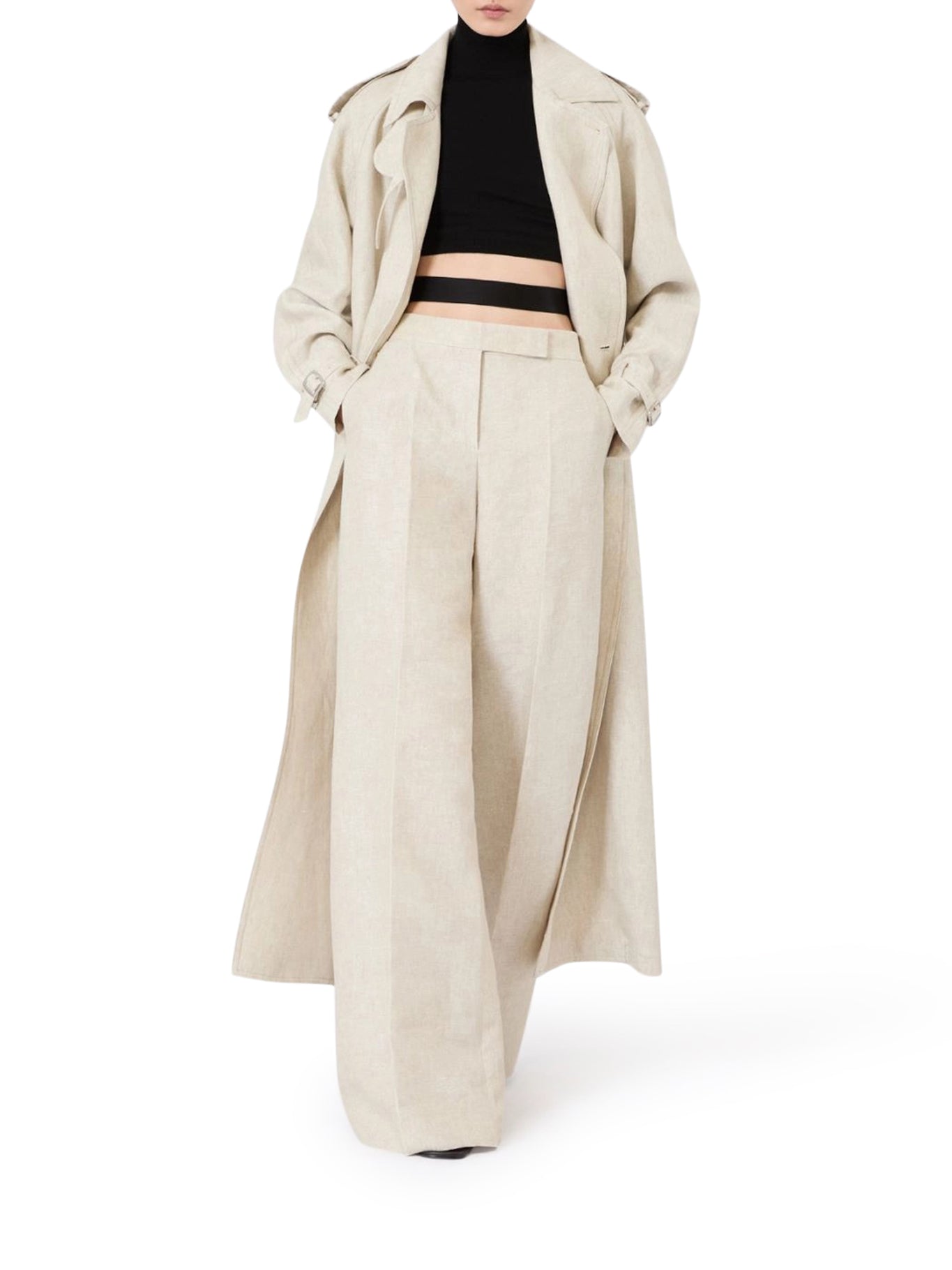 Max Mara WIDE LINEN DRILL TROUSERS, view 2