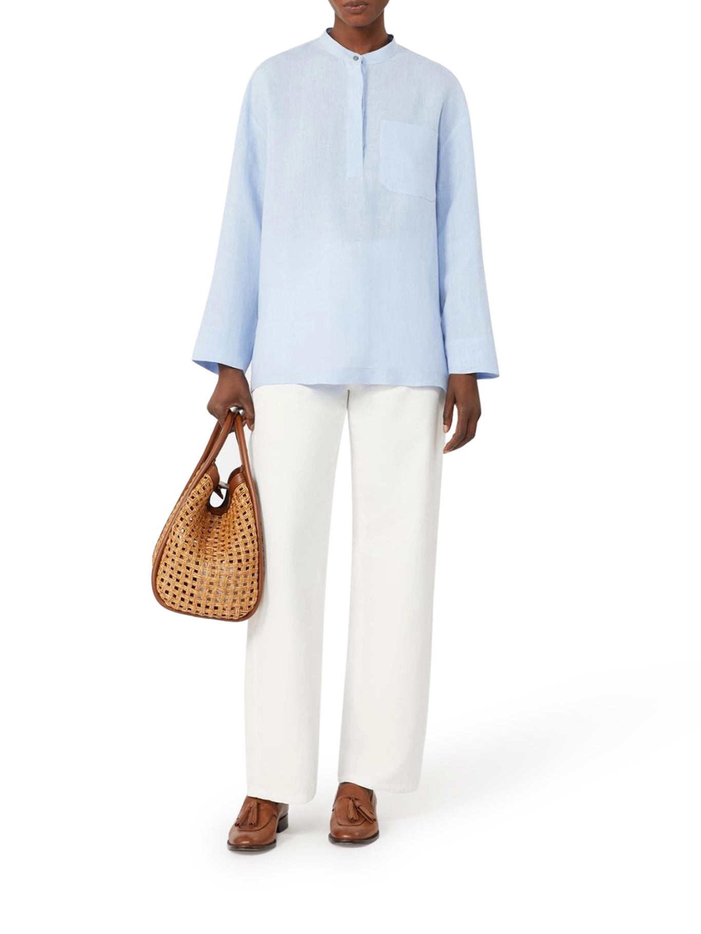 'S Max Mara 5-POCKET COTTON AND LINEN TROUSERS, view 2