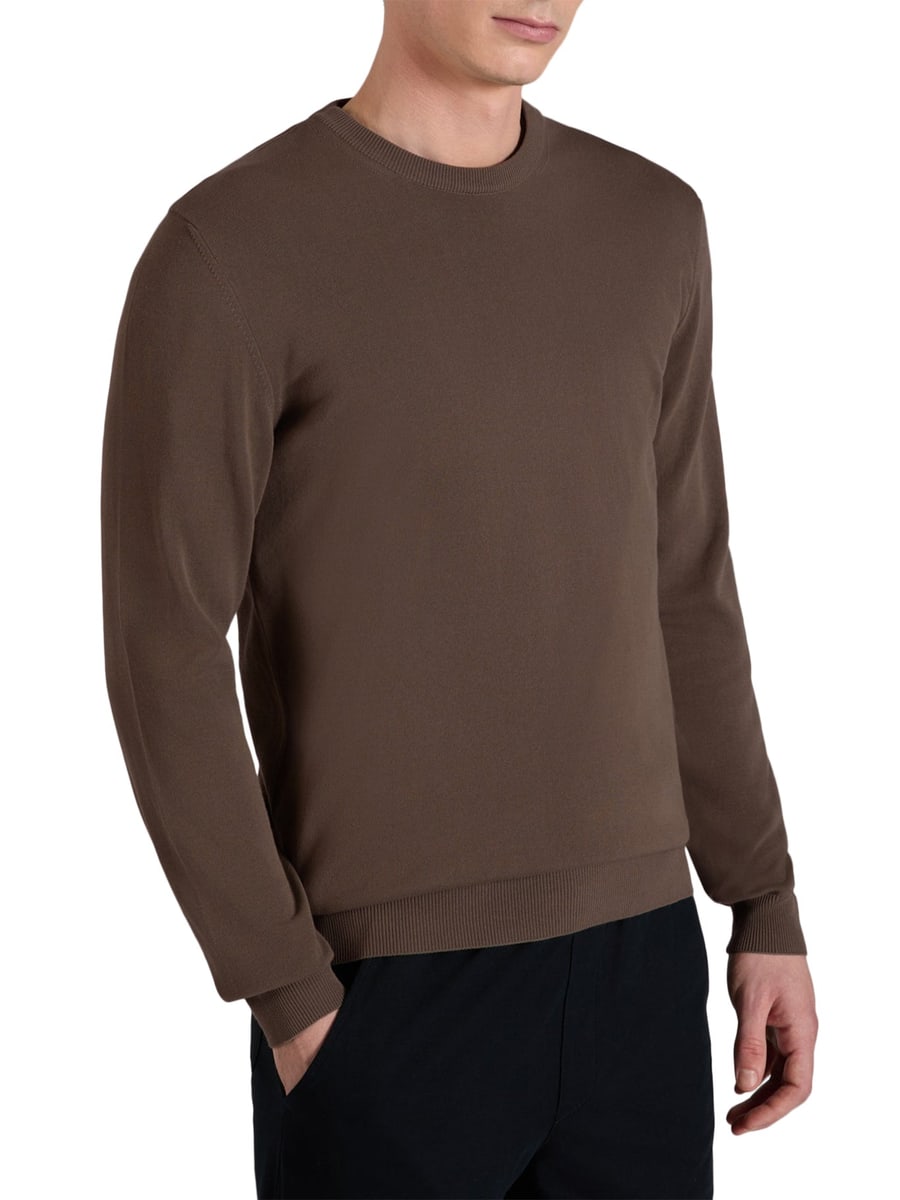 Zanone SLIM FIT CREW NECK SWEATER IN COTTON CREPE, view 2