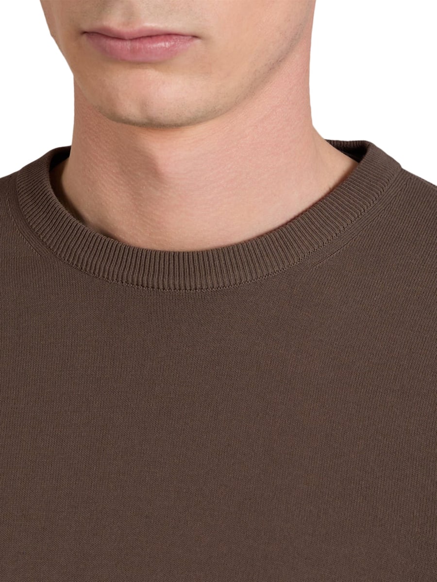 Zanone SLIM FIT CREW NECK SWEATER IN COTTON CREPE, view 4