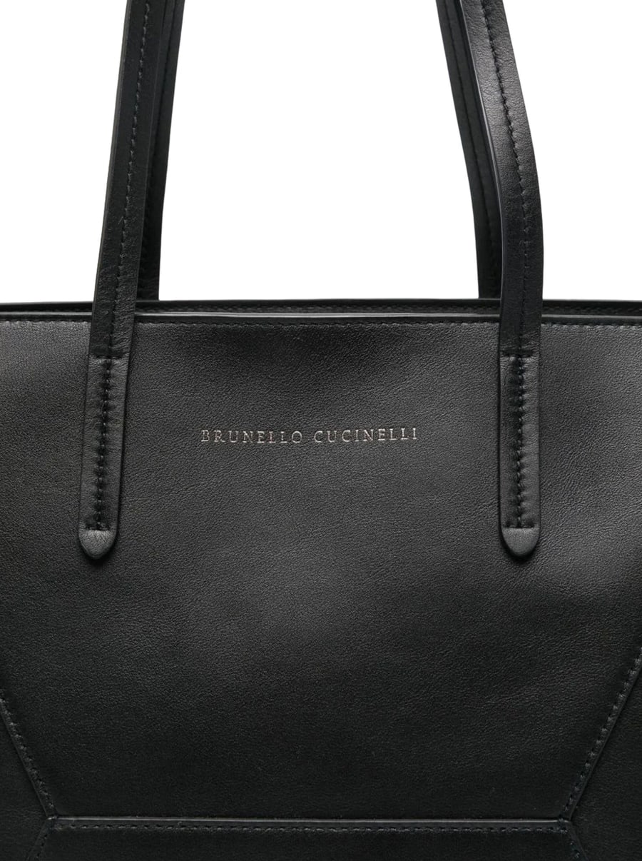 Brunello Cucinelli LEATHER SHOPPER BAG, view 5