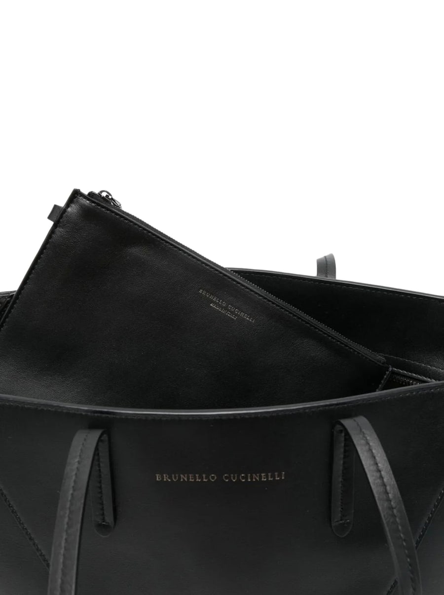 Brunello Cucinelli LEATHER SHOPPER BAG, view 6