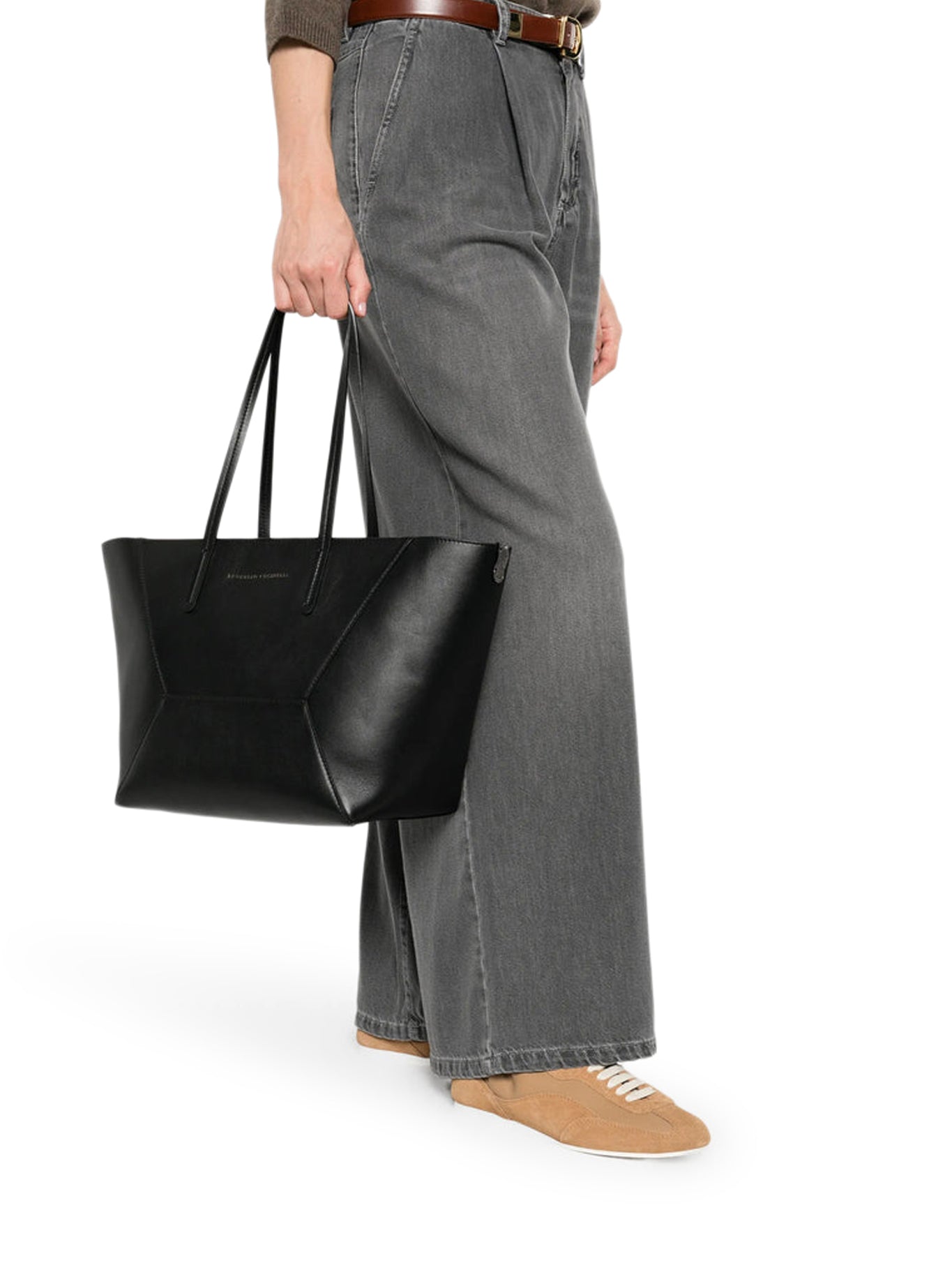 Brunello Cucinelli LEATHER SHOPPER BAG, view 2