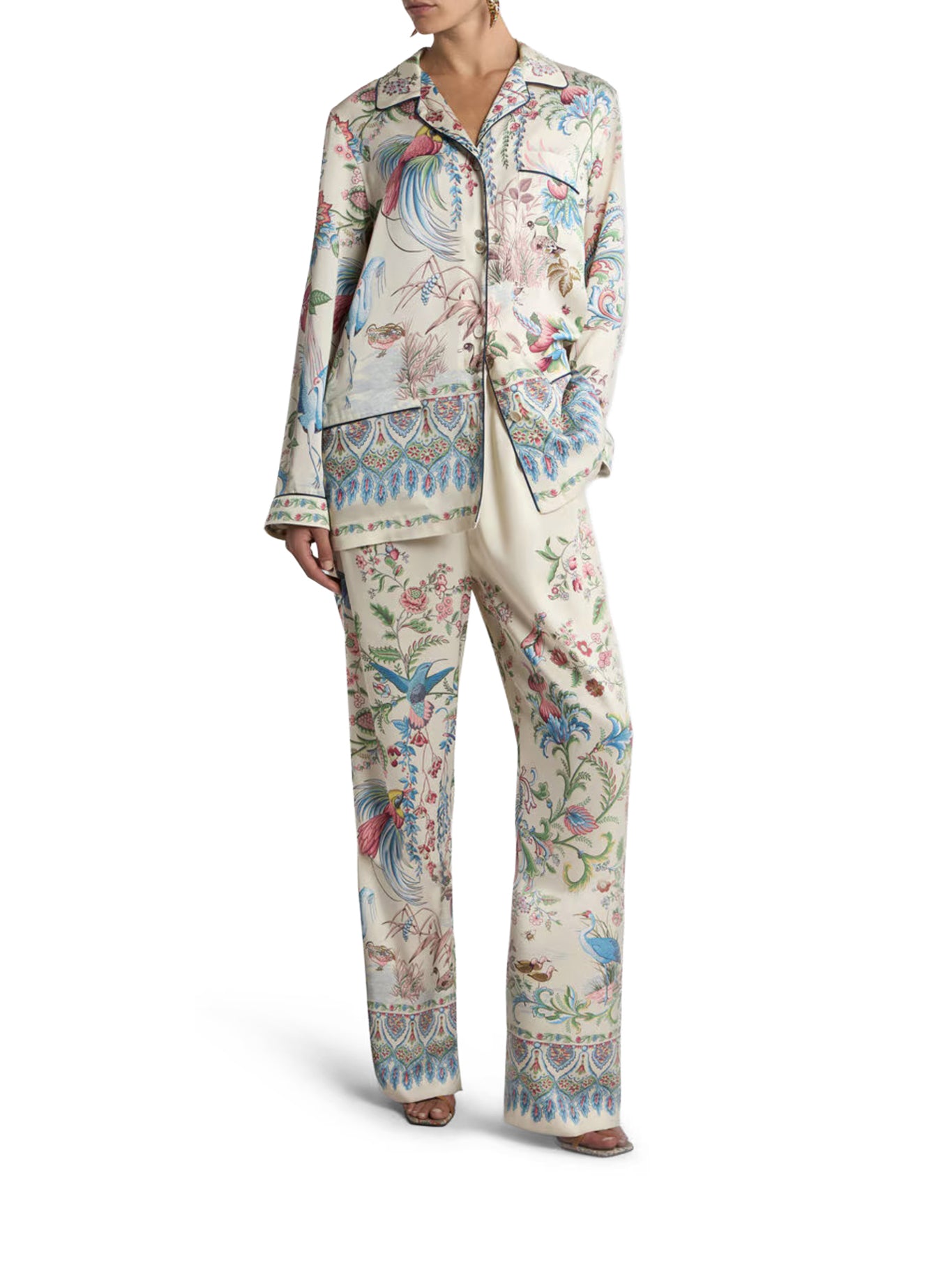 Etro TWILL SHIRT WITH PLACED FLORA AND FAUNA PRINT, view 2