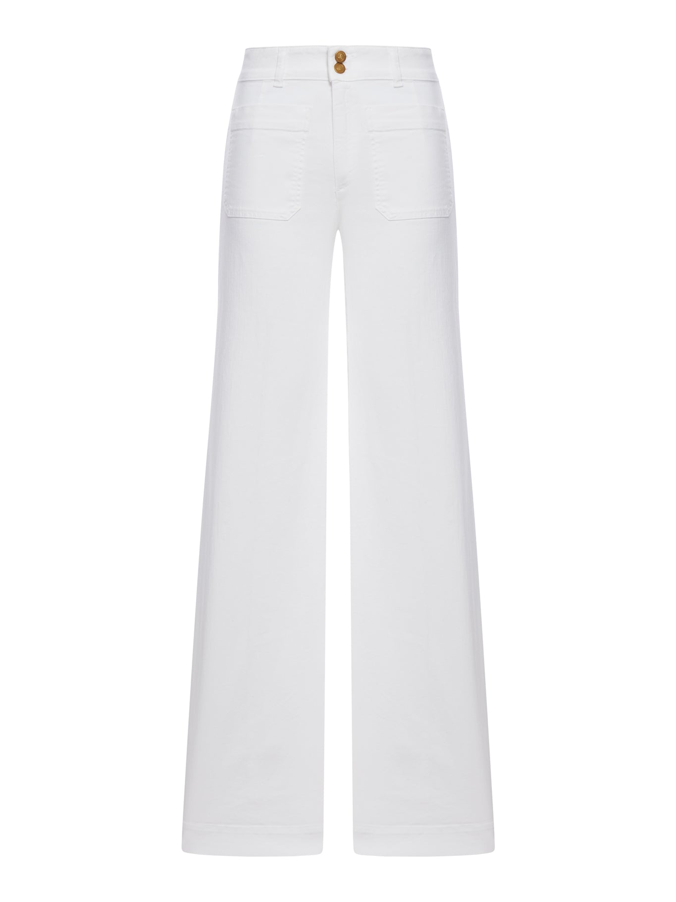 Seafarer WIDE-LEG JANE JEANS IN WHITE COTTON WITH GOLD BUTTONS