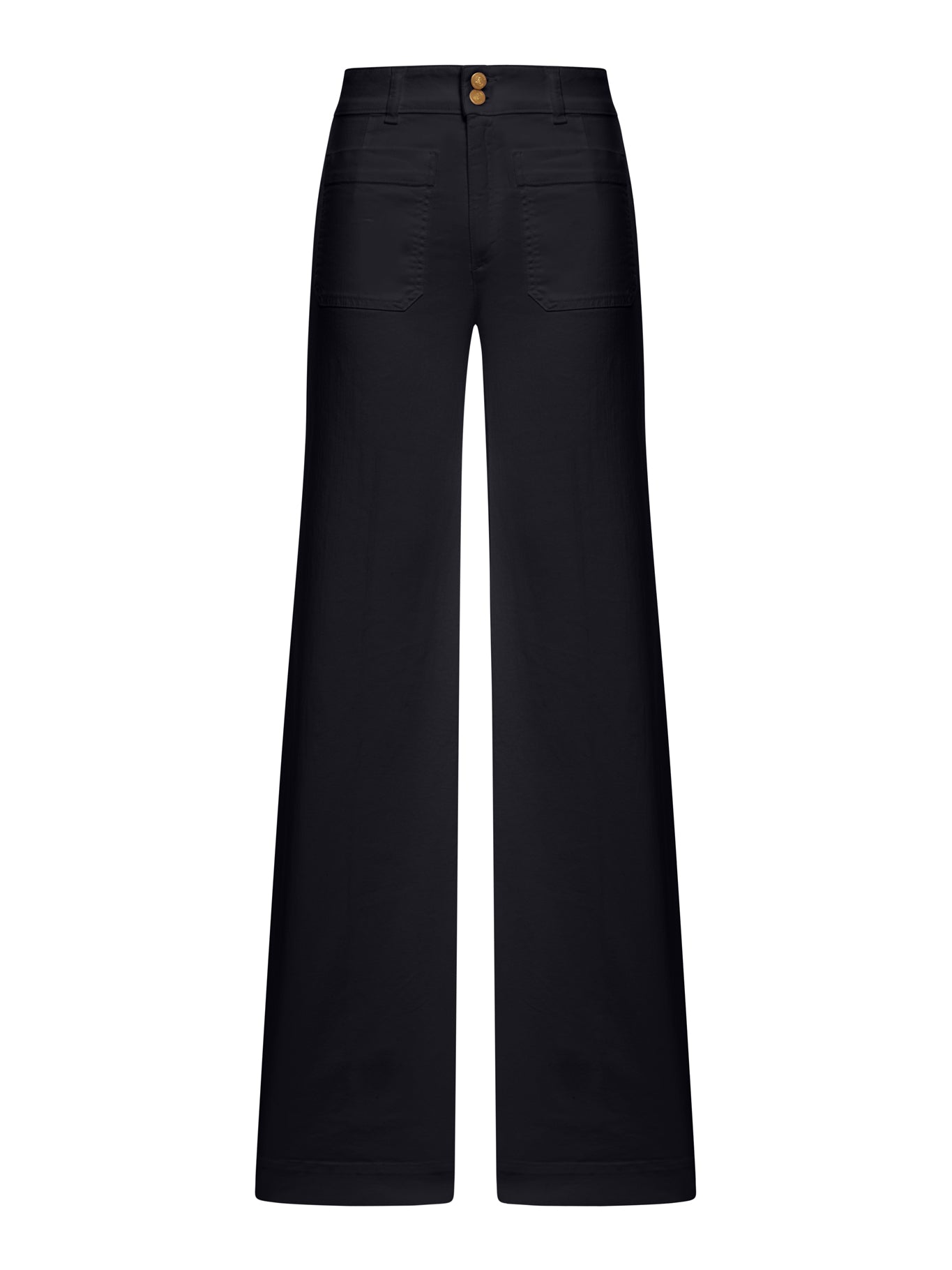 Seafarer WIDE-LEG JANE JEANS IN WHITE COTTON WITH GOLD BUTTONS