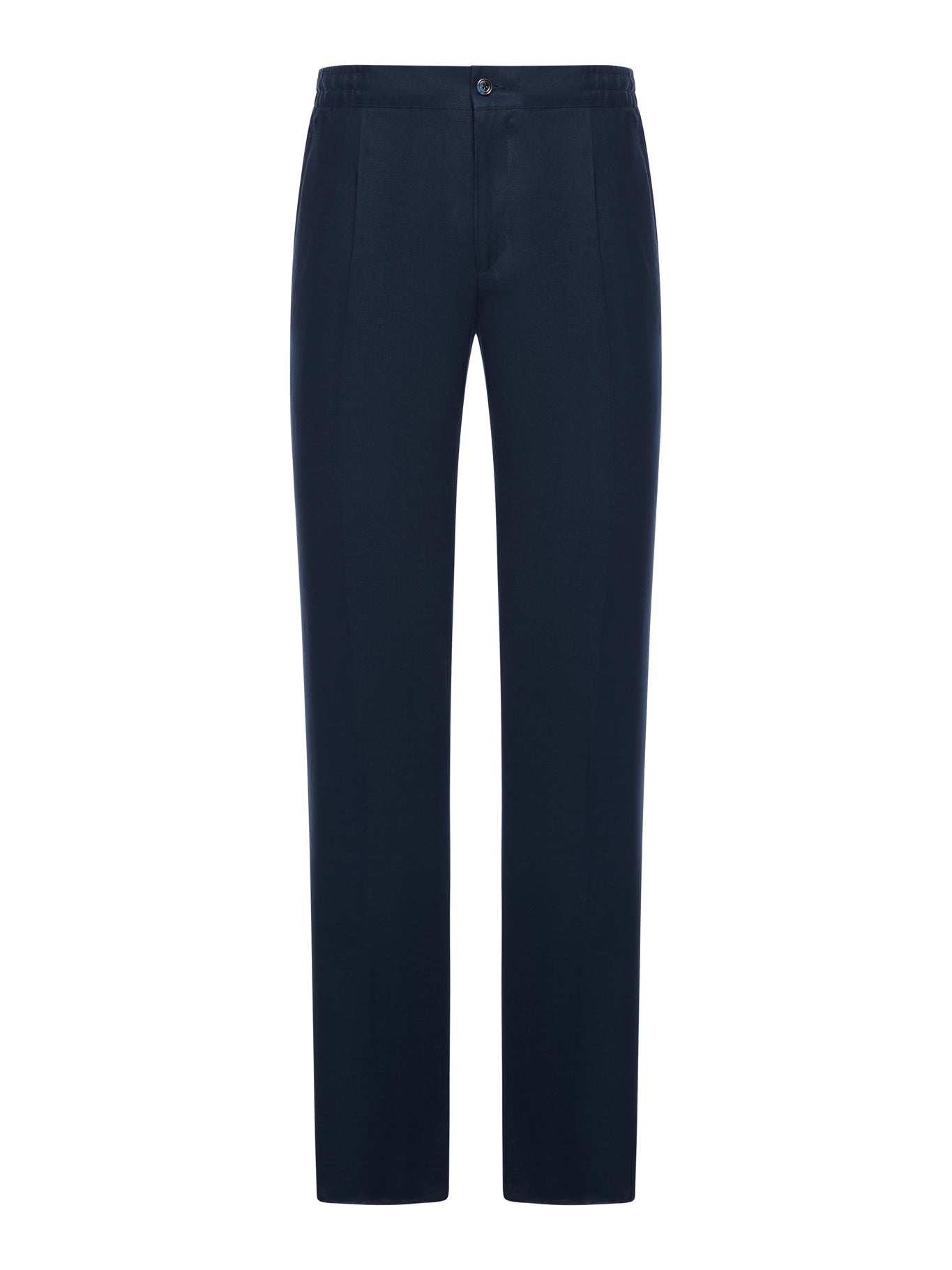 Kiton STRAIGHT FIT LINEN TROUSERS WITH ELASTIC WAIST