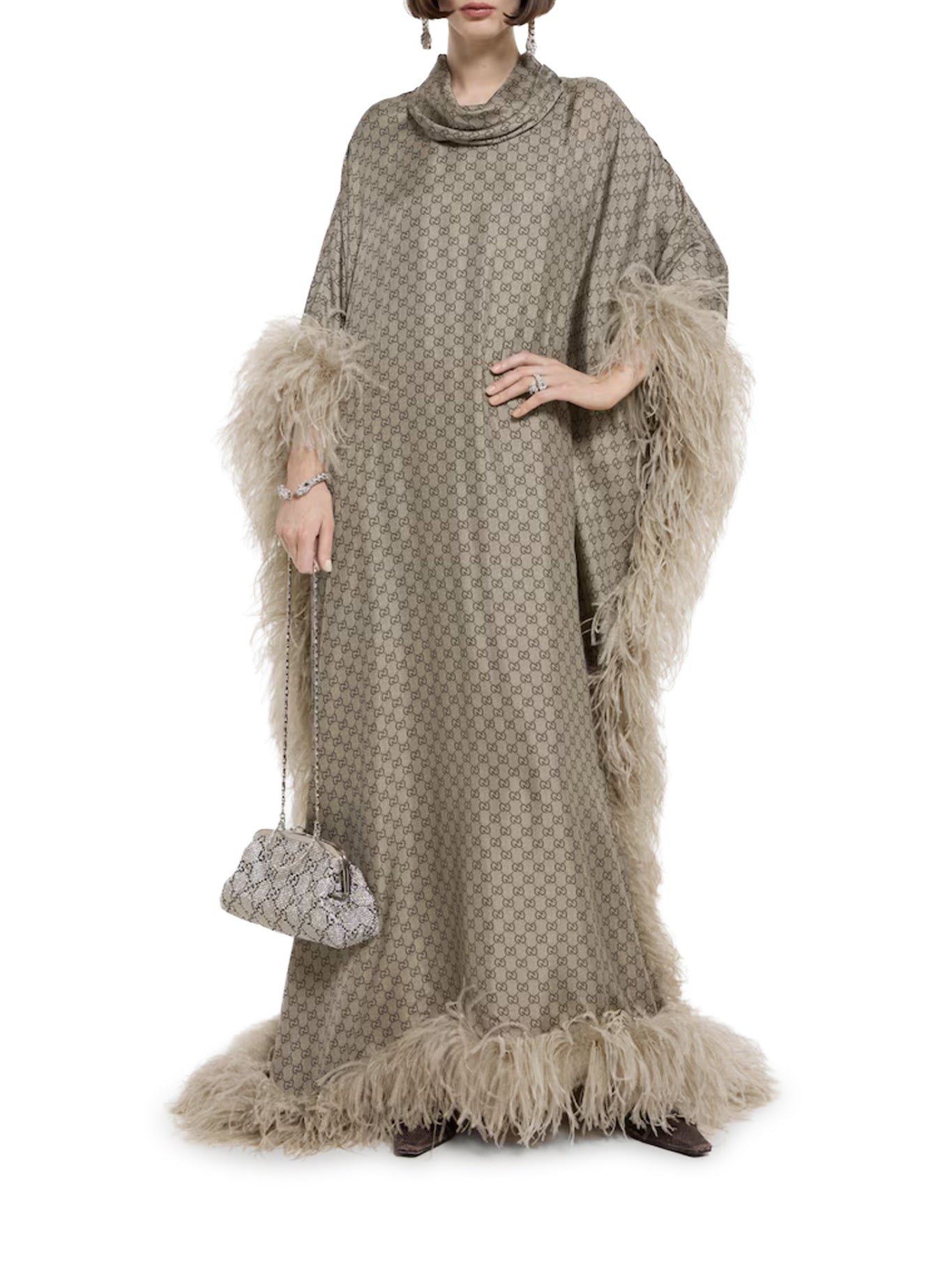 Gucci LONG PRINTED SILK TWILL DRESS, view 2