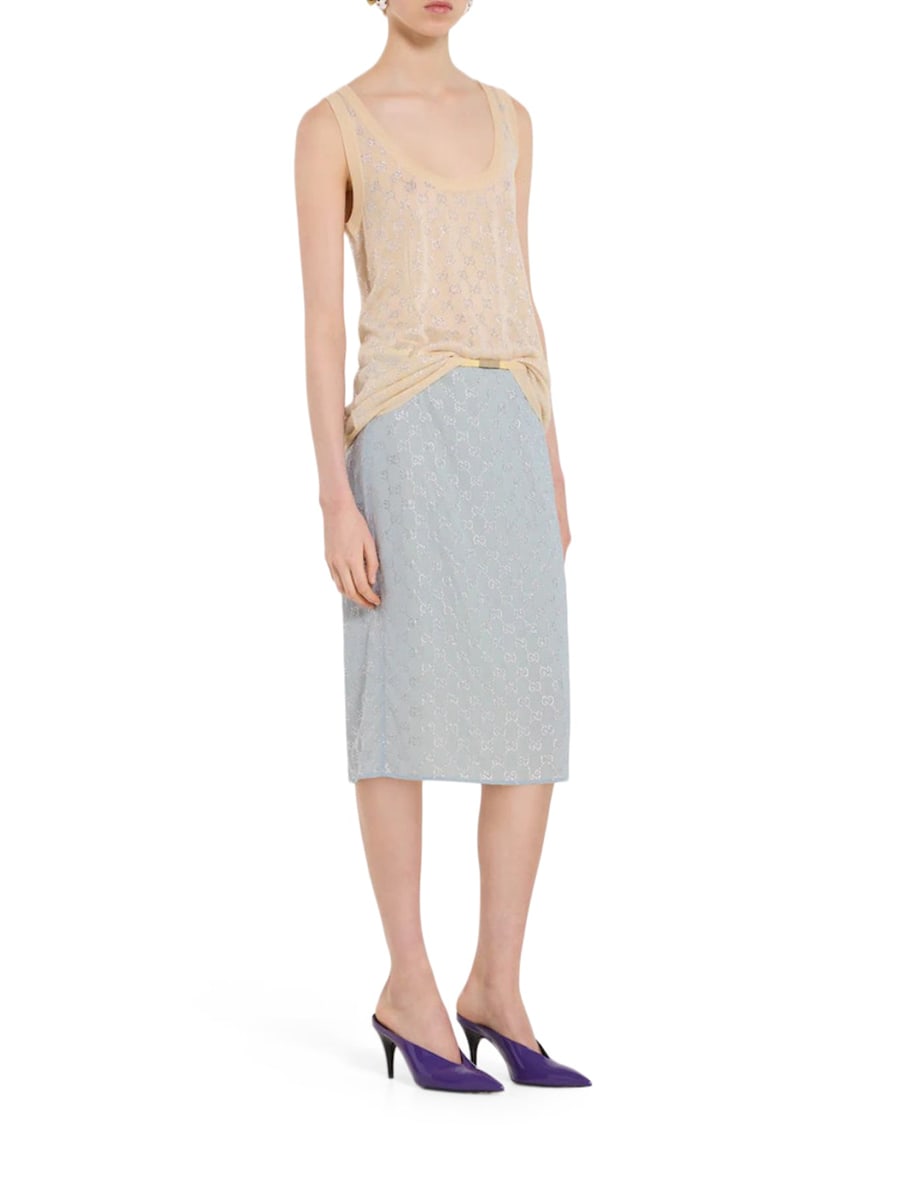Gucci SILK TOP WITH ALL-OVER "GG" PATTERN, view 2