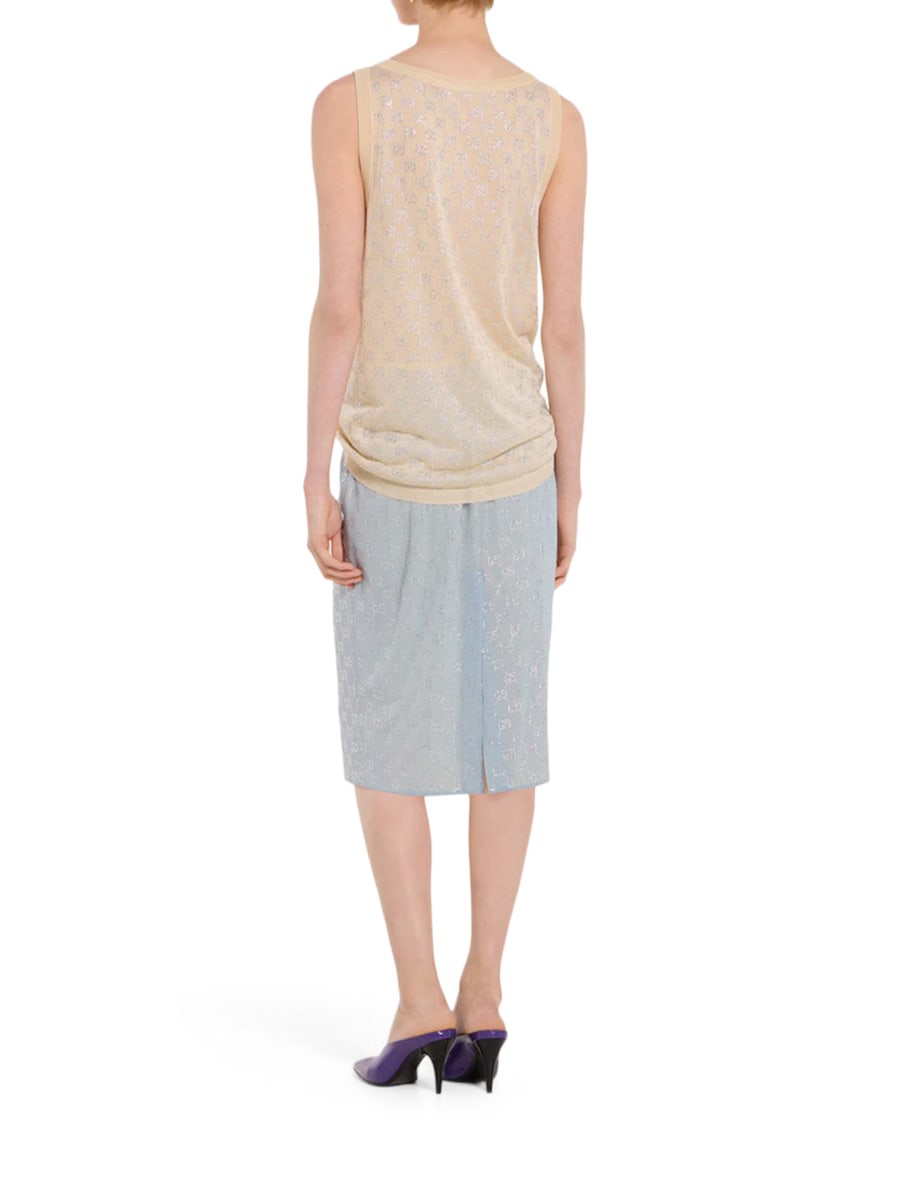 Gucci SILK TOP WITH ALL-OVER "GG" PATTERN, view 3