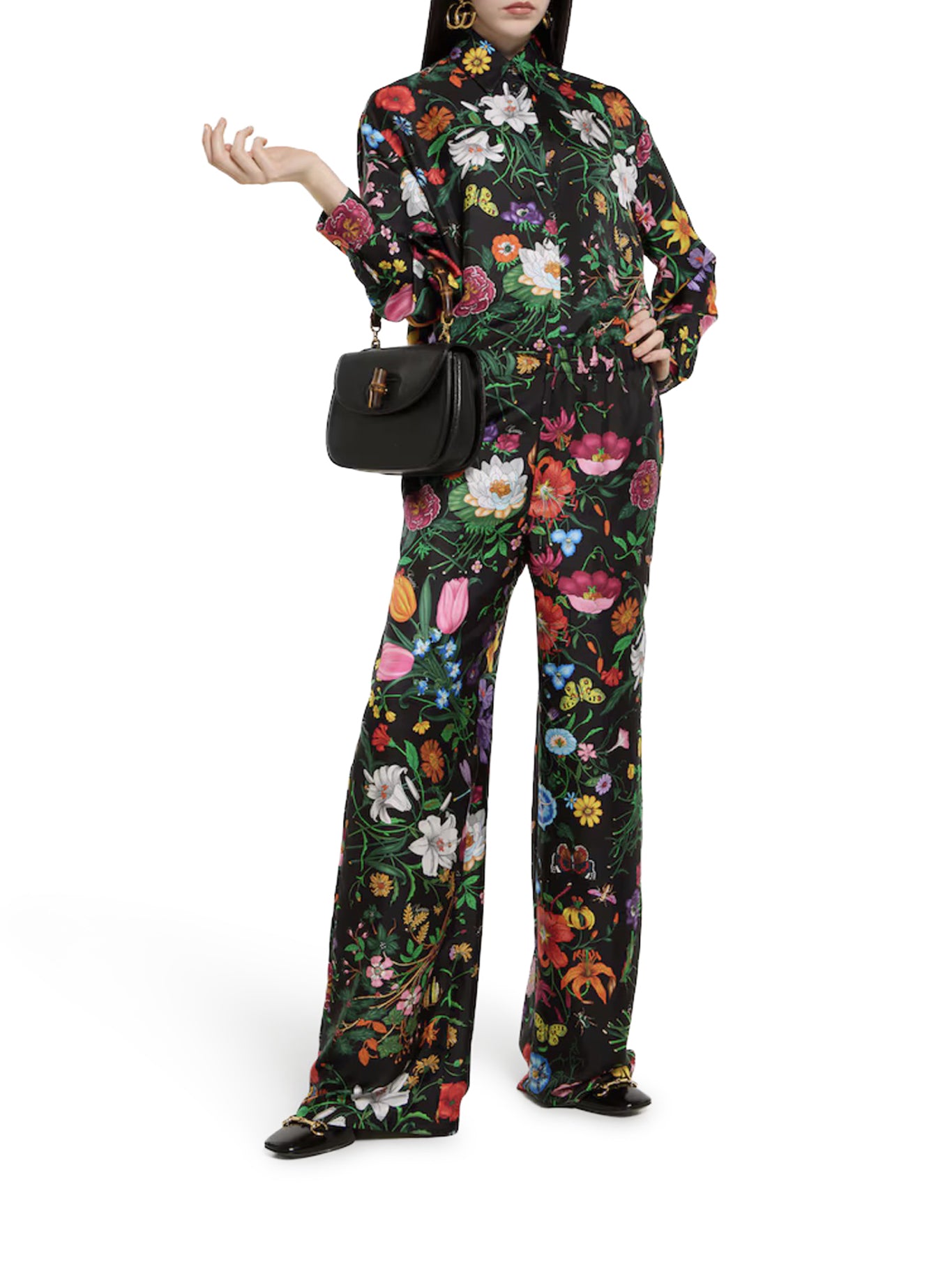 Gucci PRINTED SILK TWILL TROUSERS, view 2