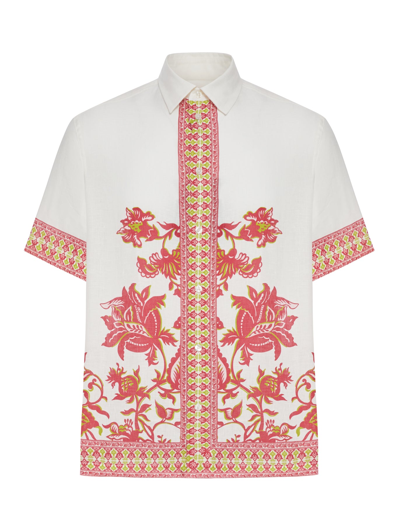 Etro OVERSIZED LINEN SHIRT WITH PLACED FLORAL PRINT