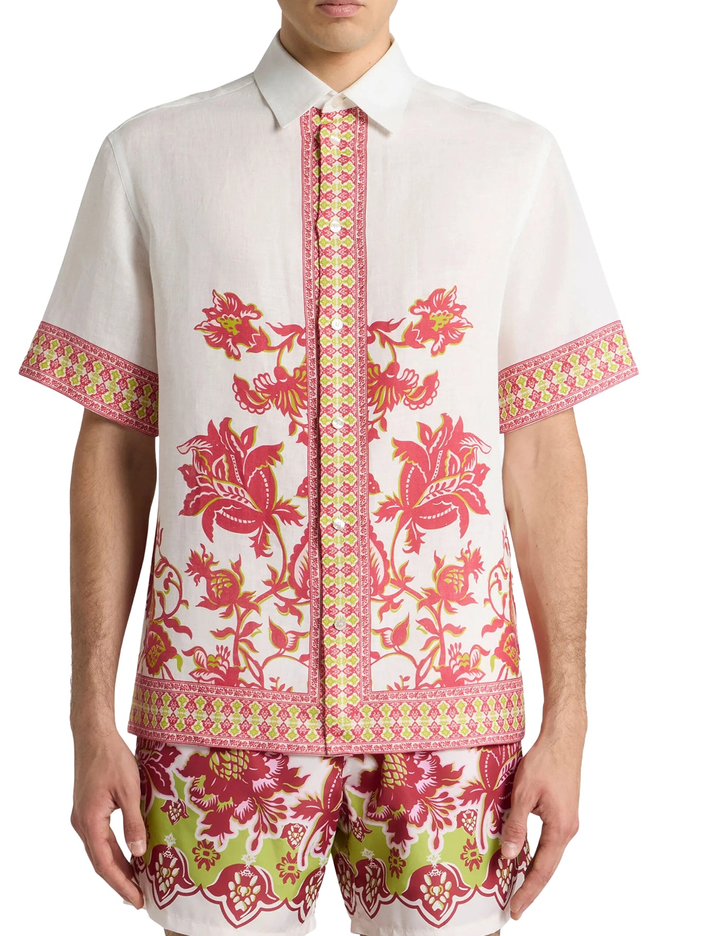 Etro OVERSIZED LINEN SHIRT WITH PLACED FLORAL PRINT, view 2